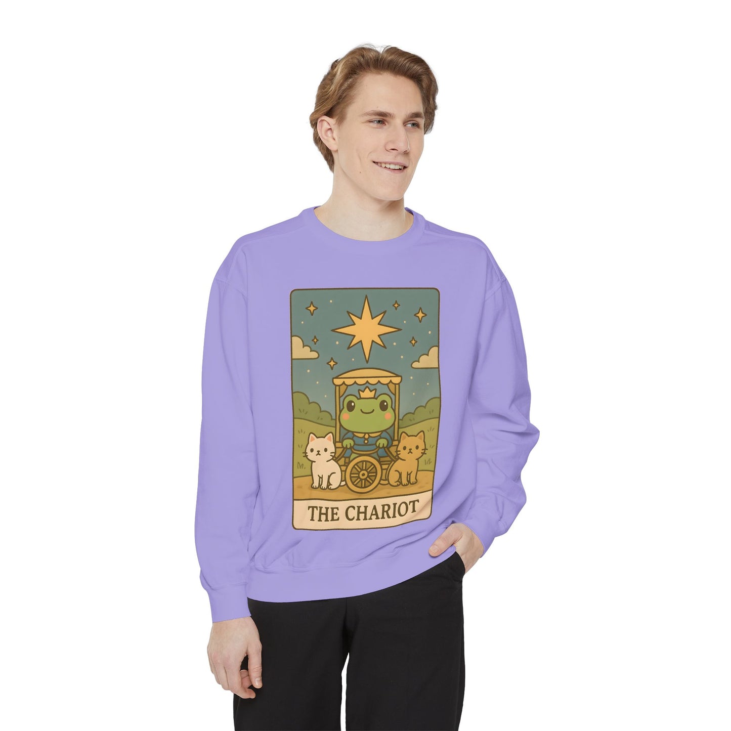 Cozy Tarotoads "The Chariot" Unisex Sweatshirt | Astrology Apparel, Perfect for Halloween, Gift for Friends Family, Great For Frog and Tarot Lovers, Great For Cold Weather