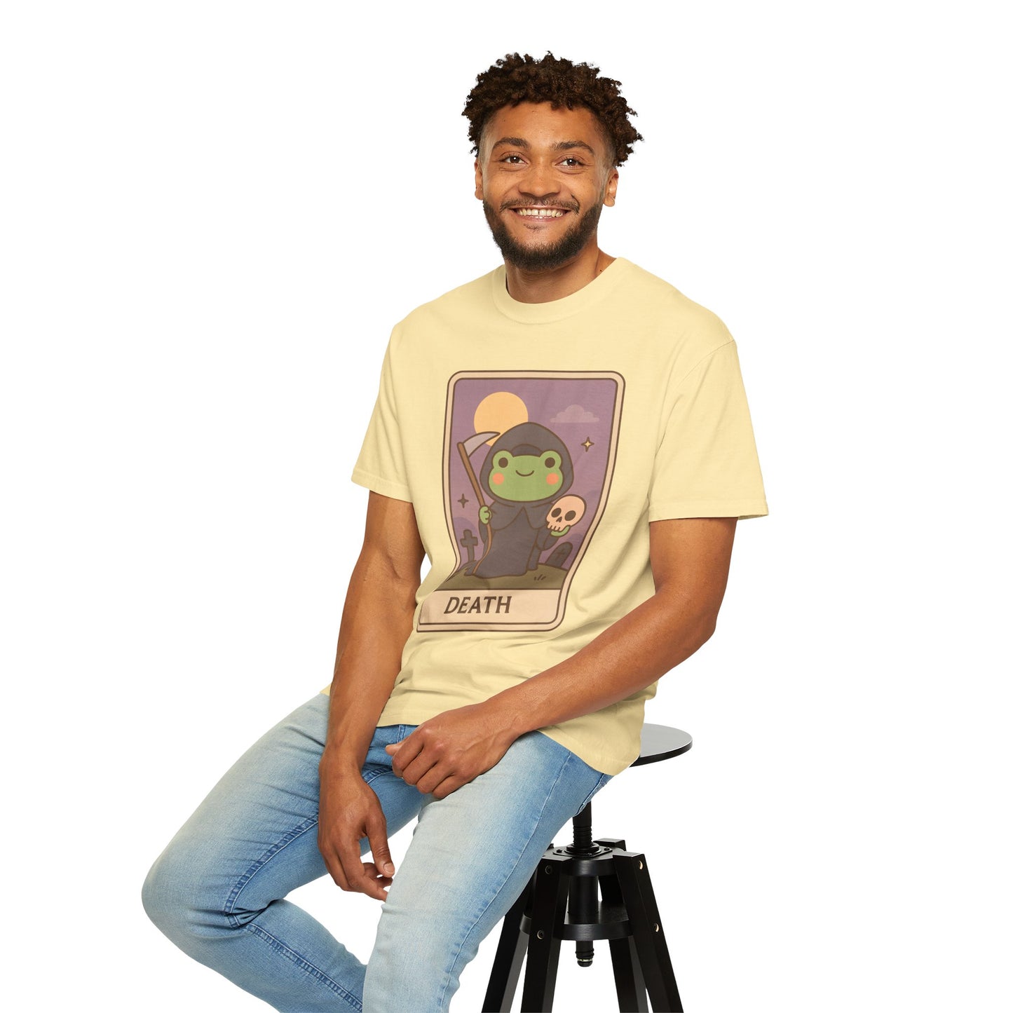 Unisex Garment-Dyed T-Shirt | Adorable Graphic T-shirt | Tarotoads! - “Death"