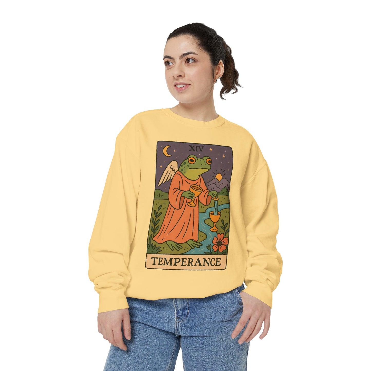 Cozy Tarotoads "Temperance" Unisex Sweatshirt | Adorable Casual Wear, Astrology Apparel, Unique Gift for Tarot Lovers