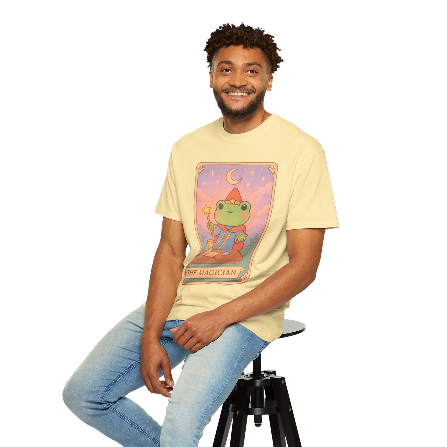 Unisex Garment-Dyed T-Shirt | Adorable Graphic T-shirt | Tarotoads! - “The Magician"