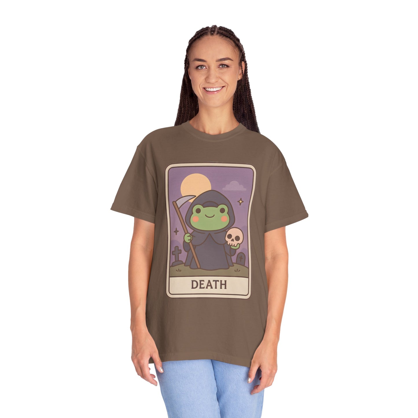 Cute Tarotoads "Death" Unisex T-Shirt | Great for Halloween, Warm And Cozy, Great Gift Idea, Astrology Apparel, Unique Tarot Graphic T-Shirt, Good For Cold Weather