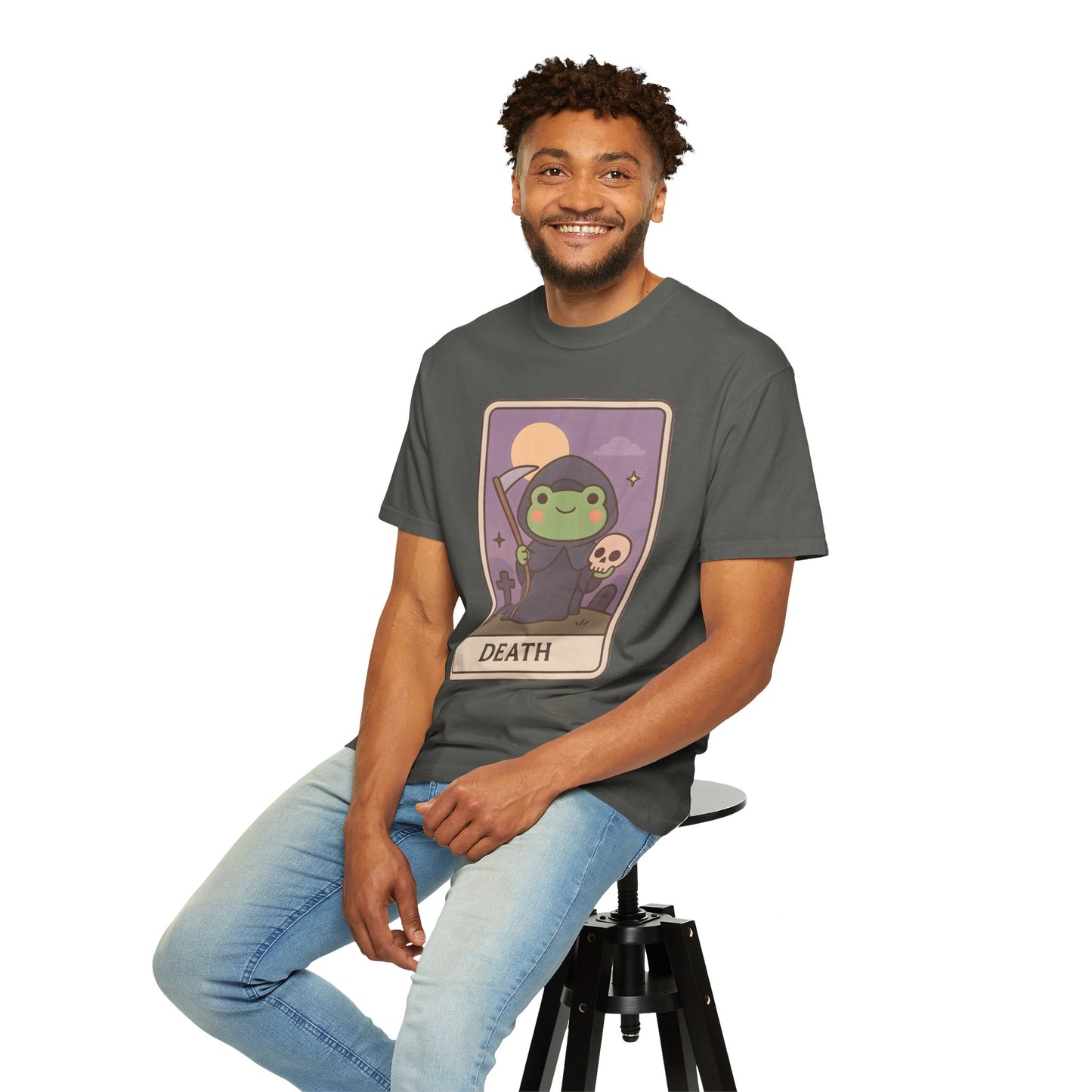 Cute Tarotoads "Death" Unisex T-Shirt | Great for Halloween, Warm And Cozy, Great Gift Idea, Astrology Apparel, Unique Tarot Graphic T-Shirt, Good For Cold Weather