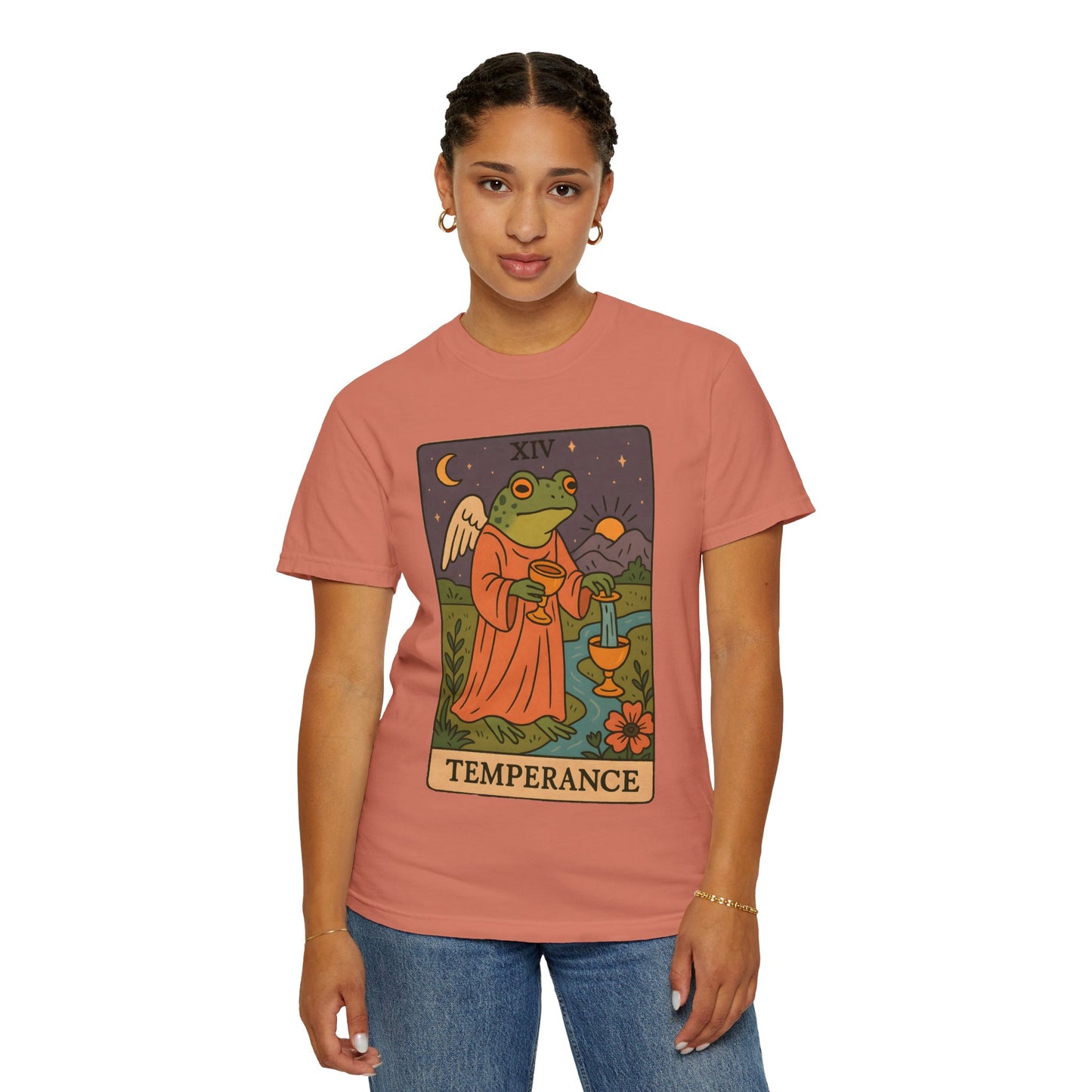 Frog Temperance T-Shirt | Unisex Vintage Style Tee for Nature Lovers, Tarot Fans, Eco-Friendly Gift, Bohemian Apparel, Casual Wear