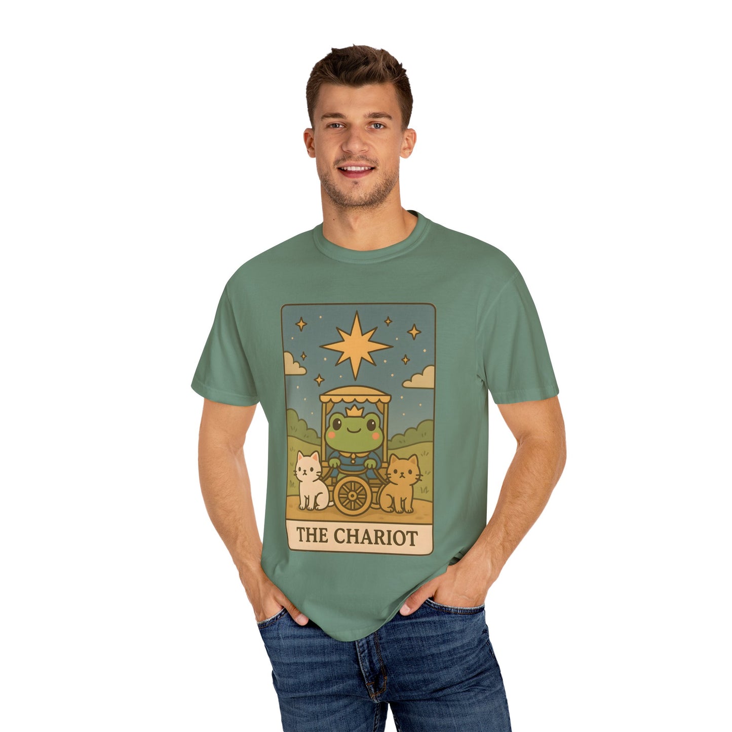 Cute Tarotoads "The Chariot" Unisex T-Shirt | Great for Halloween, Warm And Cozy, Great Gift Idea, Astrology Apparel, Unique Tarot Graphic T-Shirt, Good For Cold Weather