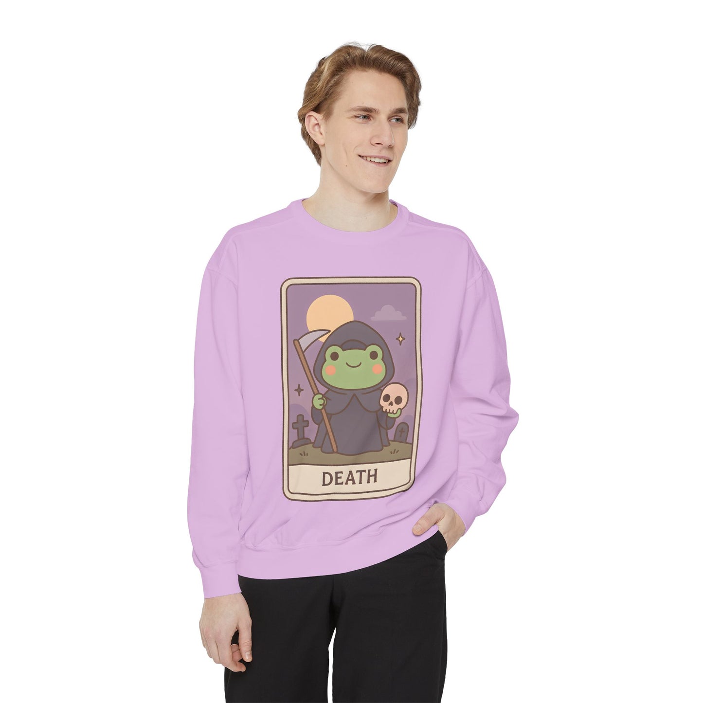 Cozy Tarotoads "Death" Unisex Sweatshirt | Astrology Apparel, Perfect for Halloween, Gift for Friends Family, Great For Frog and Tarot Lovers, Great For Cold Weather