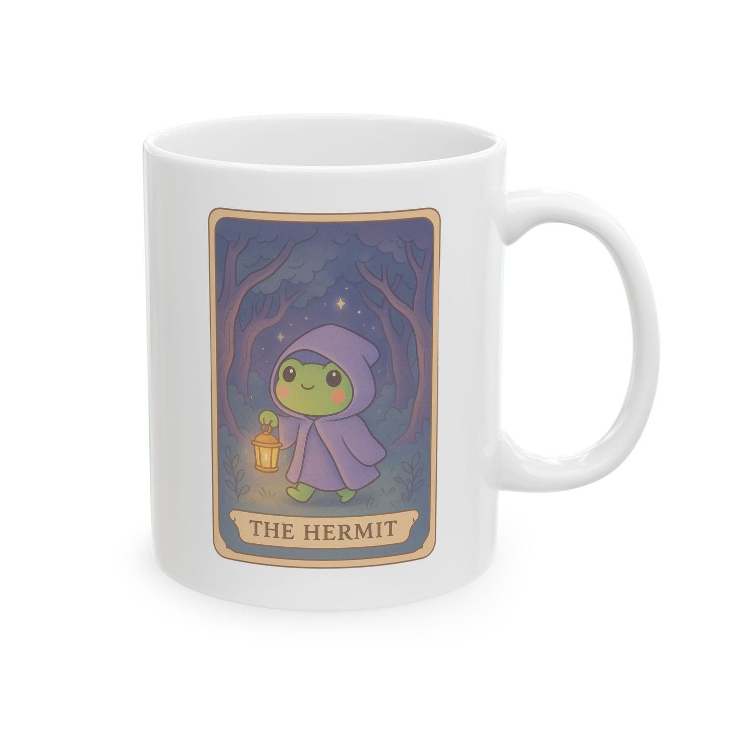 Adorable Tarotoads! "The Hermit" White Ceramic Mug | Cozy Vibes for Coffee Lovers, Perfect Gift for Birthdays, Anniversaries, or Just Because <3