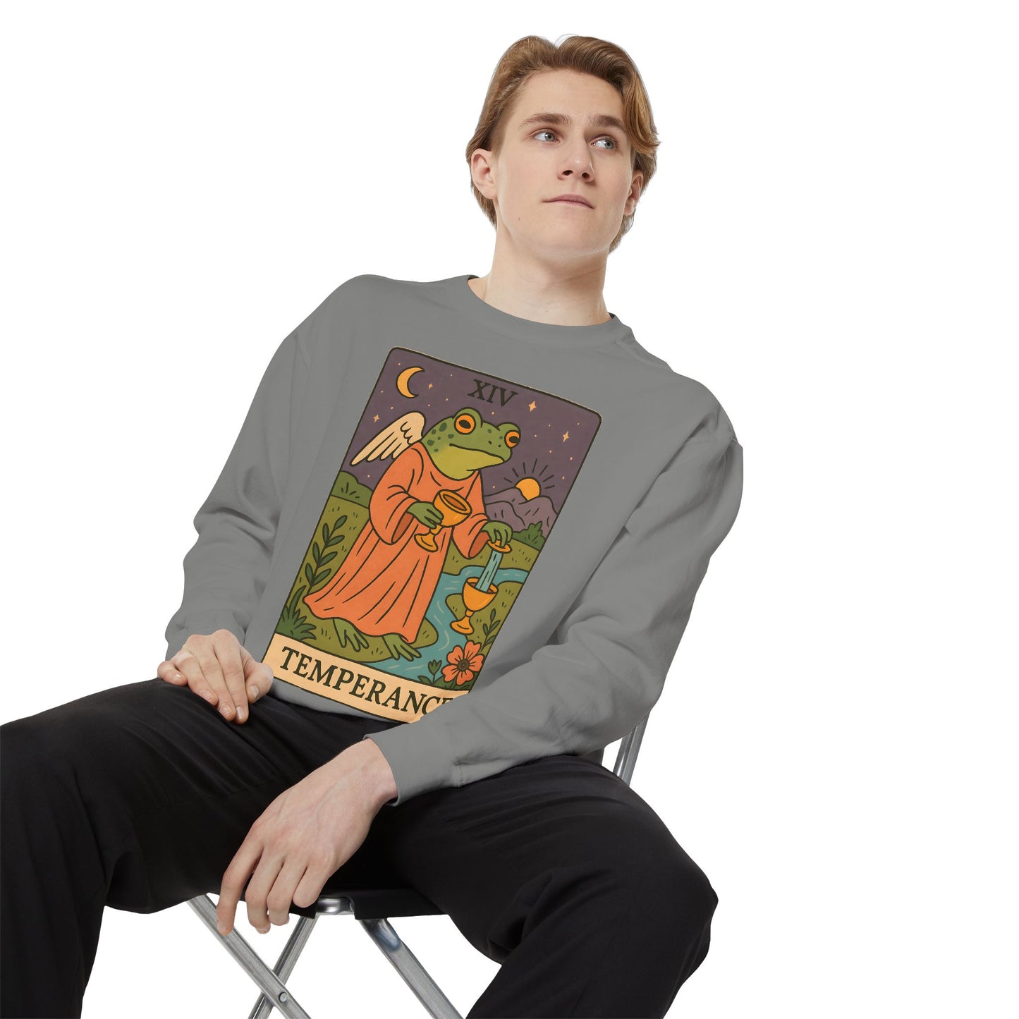 Cozy Tarotoads "Temperance" Unisex Sweatshirt | Adorable Casual Wear, Astrology Apparel, Unique Gift for Tarot Lovers