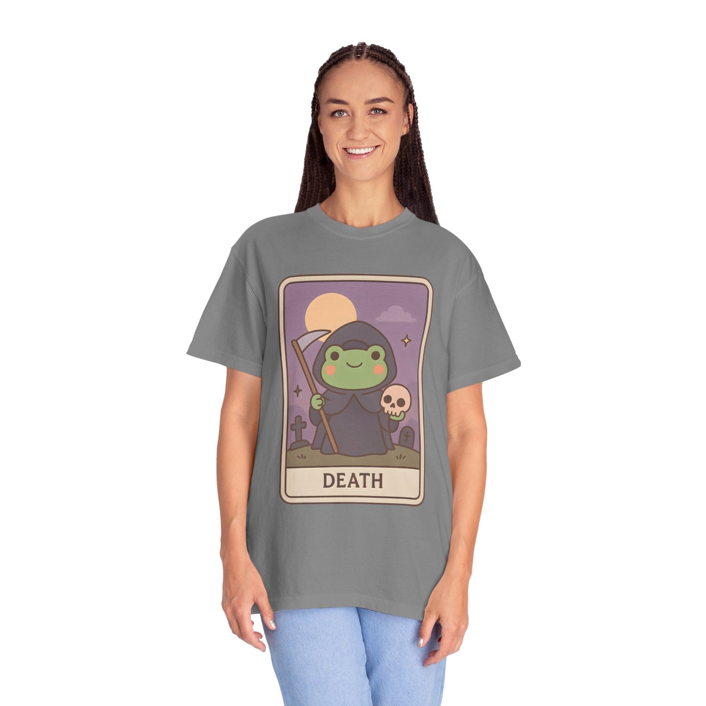Cute Tarotoads "Death" Unisex T-Shirt | Great for Halloween, Warm And Cozy, Great Gift Idea, Astrology Apparel, Unique Tarot Graphic T-Shirt, Good For Cold Weather
