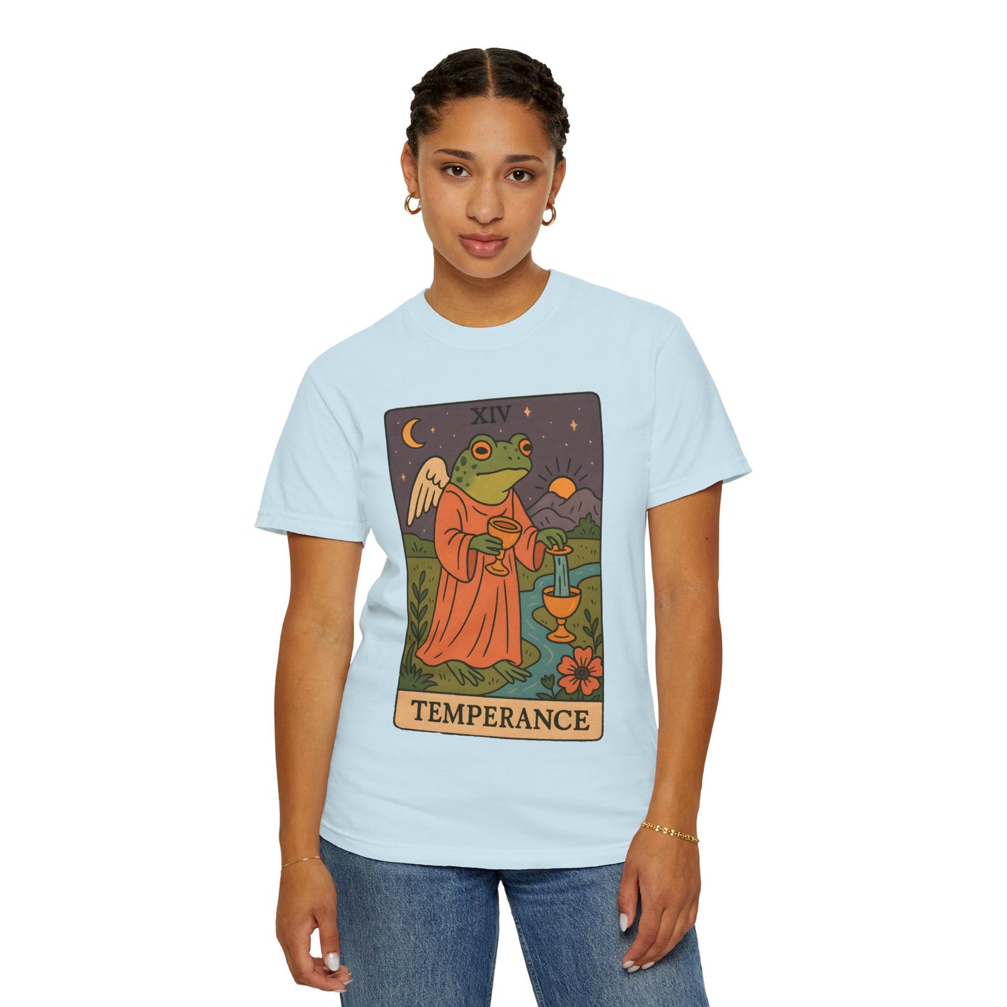 Frog Temperance T-Shirt | Unisex Vintage Style Tee for Nature Lovers, Tarot Fans, Eco-Friendly Gift, Bohemian Apparel, Casual Wear