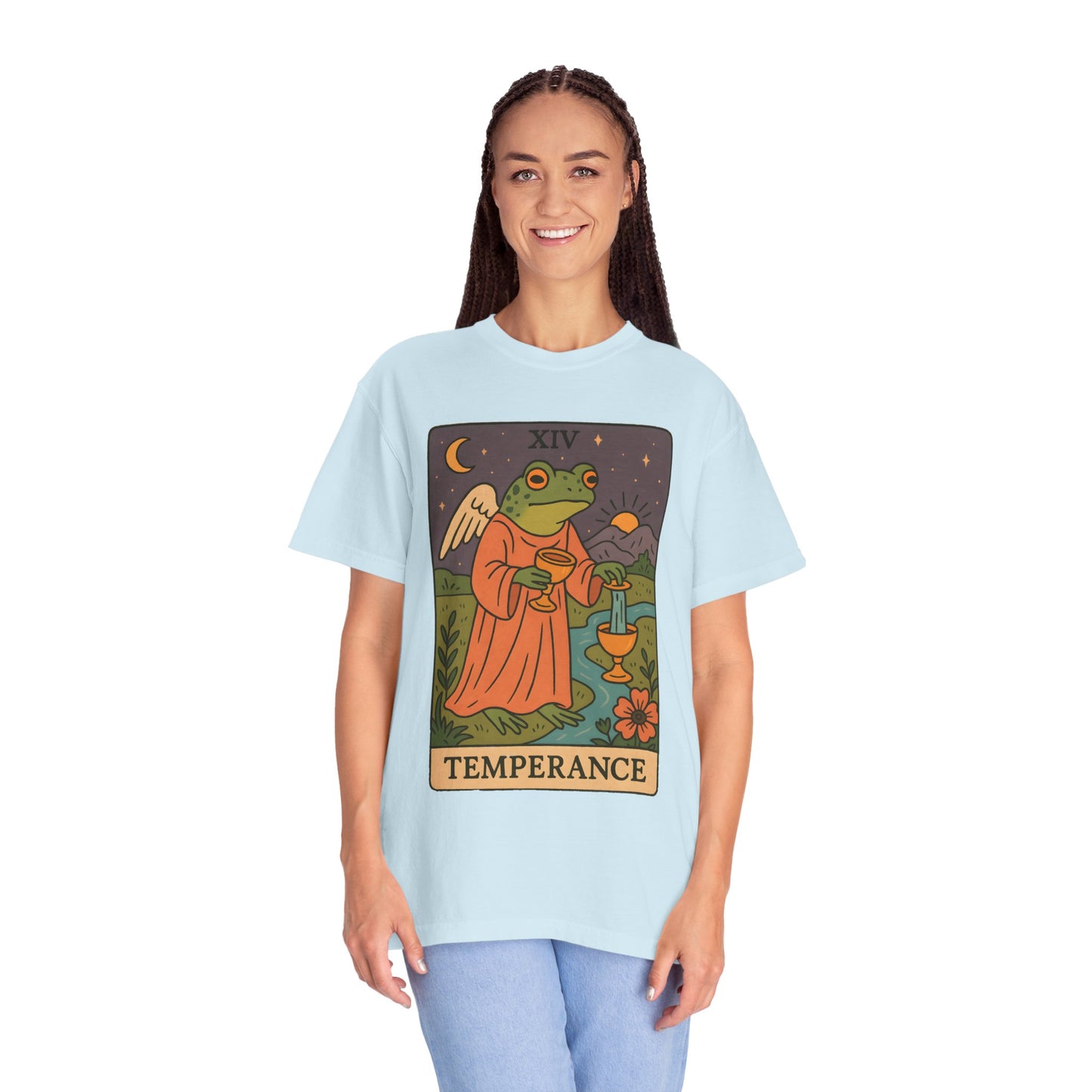 Frog Temperance T-Shirt | Unisex Vintage Style Tee for Nature Lovers, Tarot Fans, Eco-Friendly Gift, Bohemian Apparel, Casual Wear