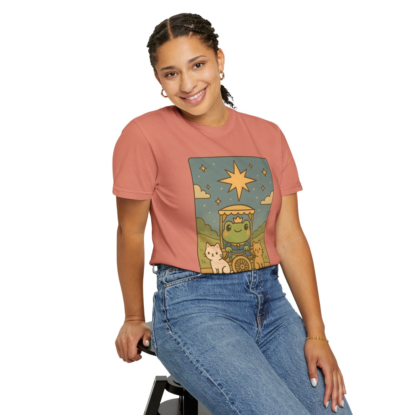 Cute Tarotoads "The Chariot" Unisex T-Shirt | Great for Halloween, Warm And Cozy, Great Gift Idea, Astrology Apparel, Unique Tarot Graphic T-Shirt, Good For Cold Weather