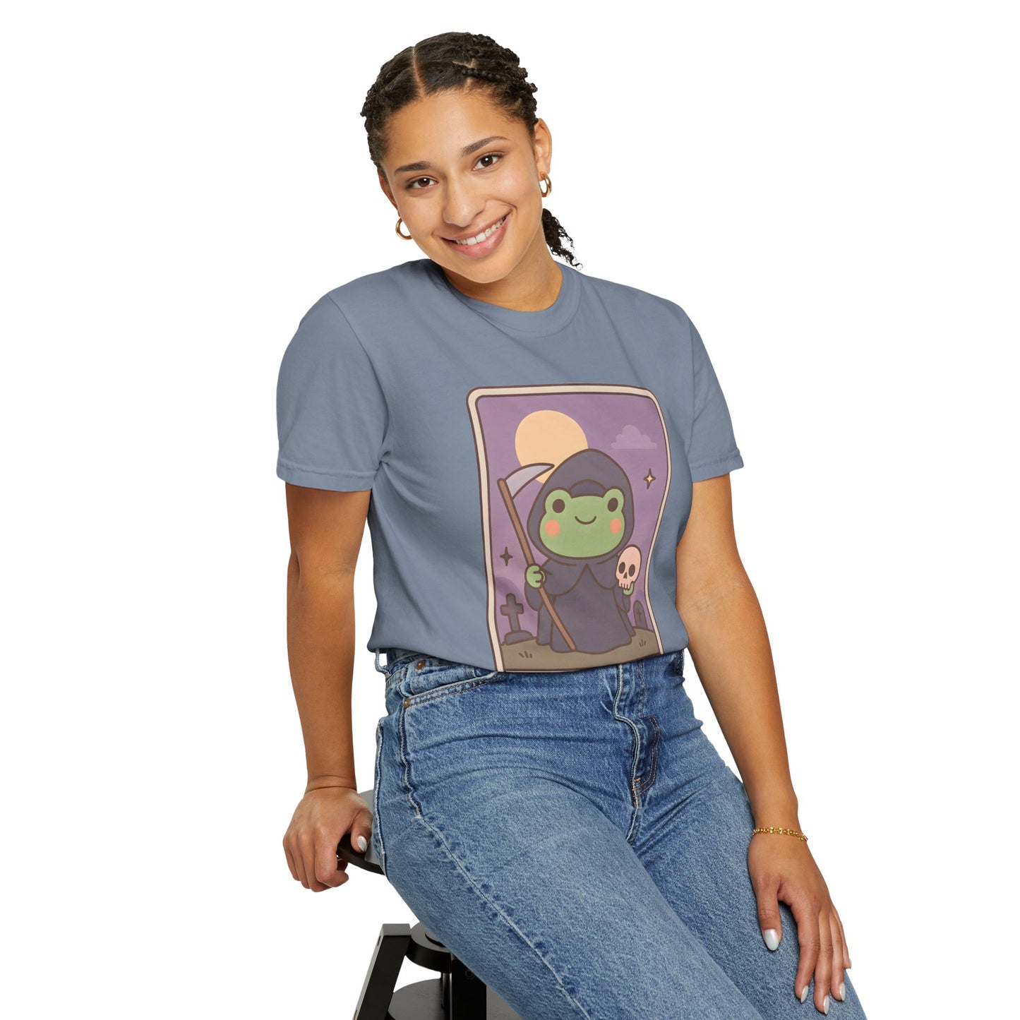 Cute Tarotoads "Death" Unisex T-Shirt | Great for Halloween, Warm And Cozy, Great Gift Idea, Astrology Apparel, Unique Tarot Graphic T-Shirt, Good For Cold Weather