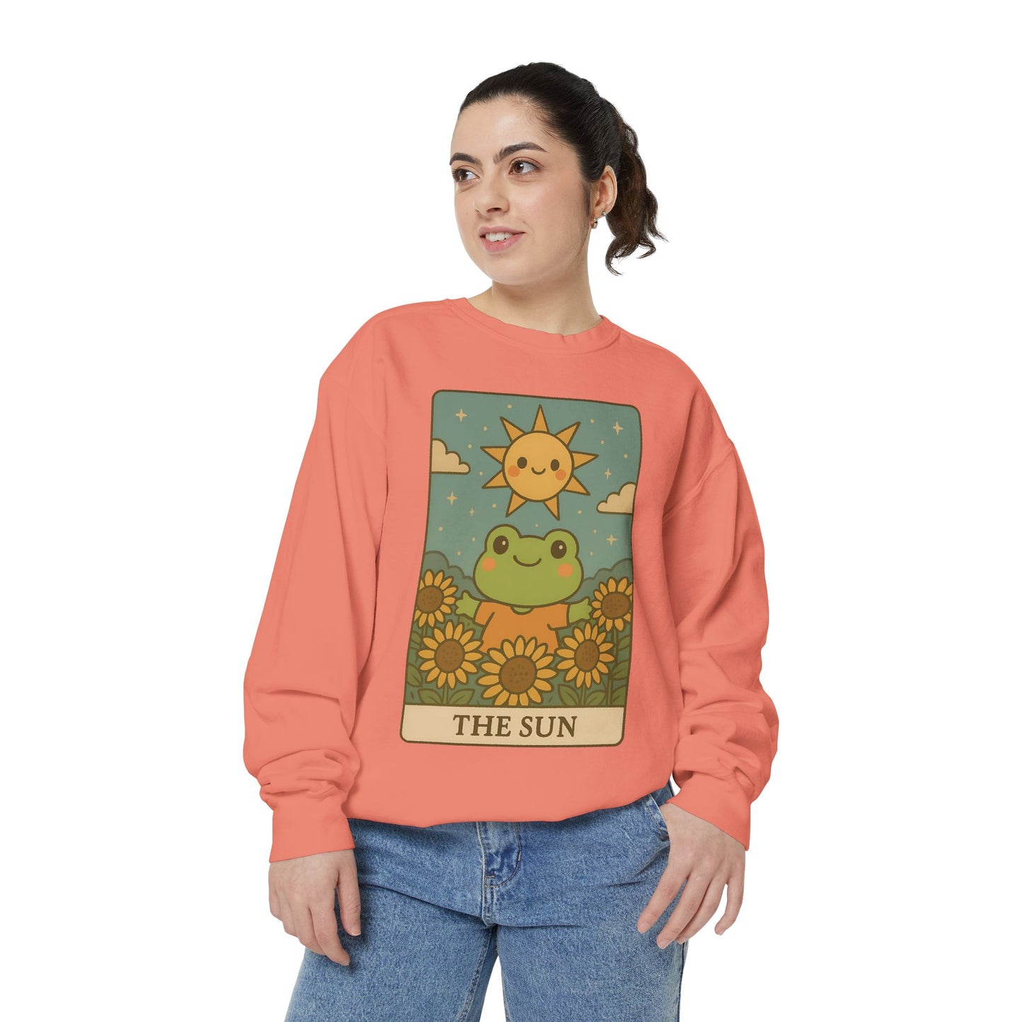 Cozy Tarotoads! "The Sun" Unisex Sweatshirt | Happy Frog Sun Sweatshirt, Unisex Pullover, Cozy Gift, Nature Lovers Apparel, Warm Fashion, Thoughtful Present