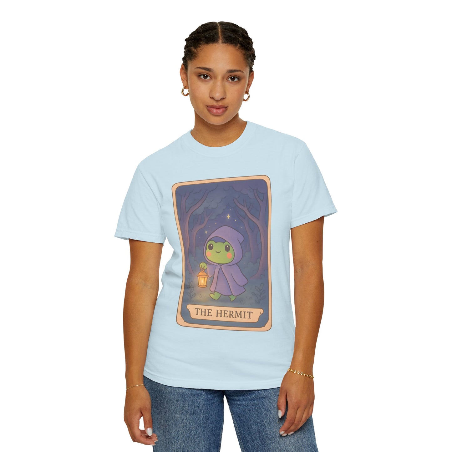 Cute Tarotoads "The Hermit" Unisex T-Shirt | Great for Halloween, Warm And Cozy, Great Gift Idea, Astrology Apparel, Unique Tarot Graphic T-Shirt, Good For Cold Weather