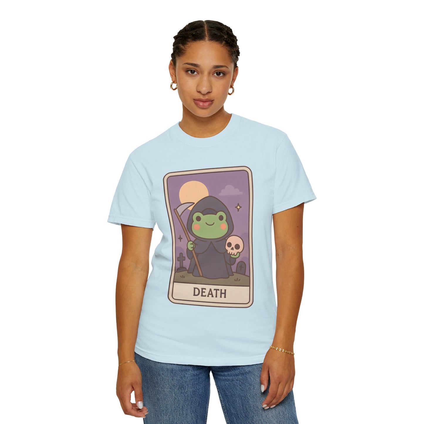 Cute Tarotoads "Death" Unisex T-Shirt | Great for Halloween, Warm And Cozy, Great Gift Idea, Astrology Apparel, Unique Tarot Graphic T-Shirt, Good For Cold Weather