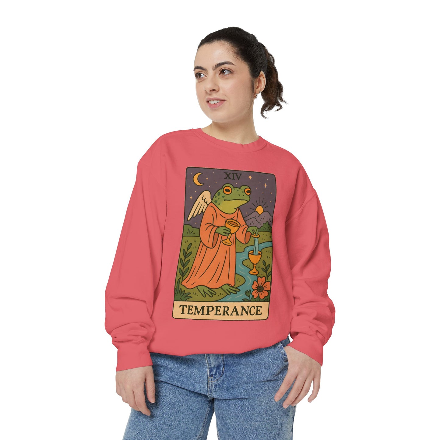 Cozy Tarotoads "Temperance" Unisex Sweatshirt | Adorable Casual Wear, Astrology Apparel, Unique Gift for Tarot Lovers