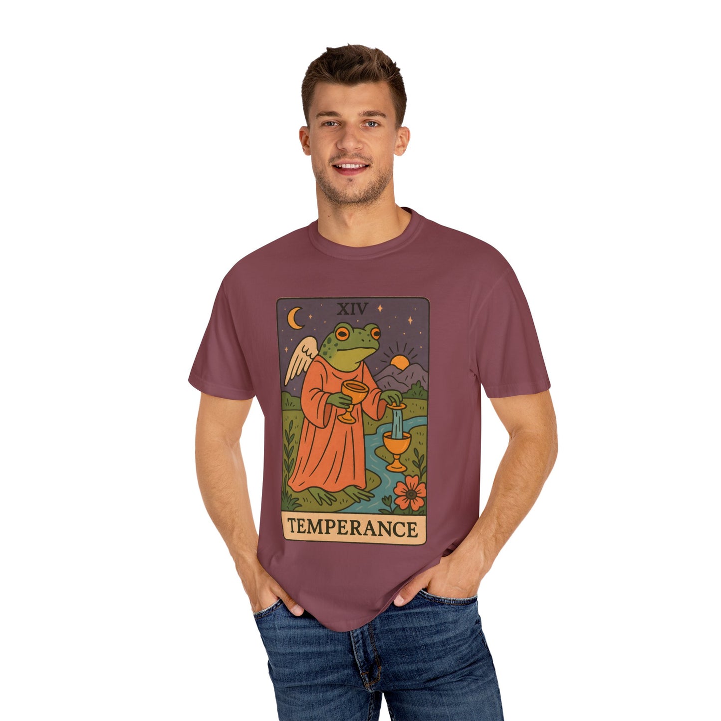 Frog Temperance T-Shirt | Unisex Vintage Style Tee for Nature Lovers, Tarot Fans, Eco-Friendly Gift, Bohemian Apparel, Casual Wear