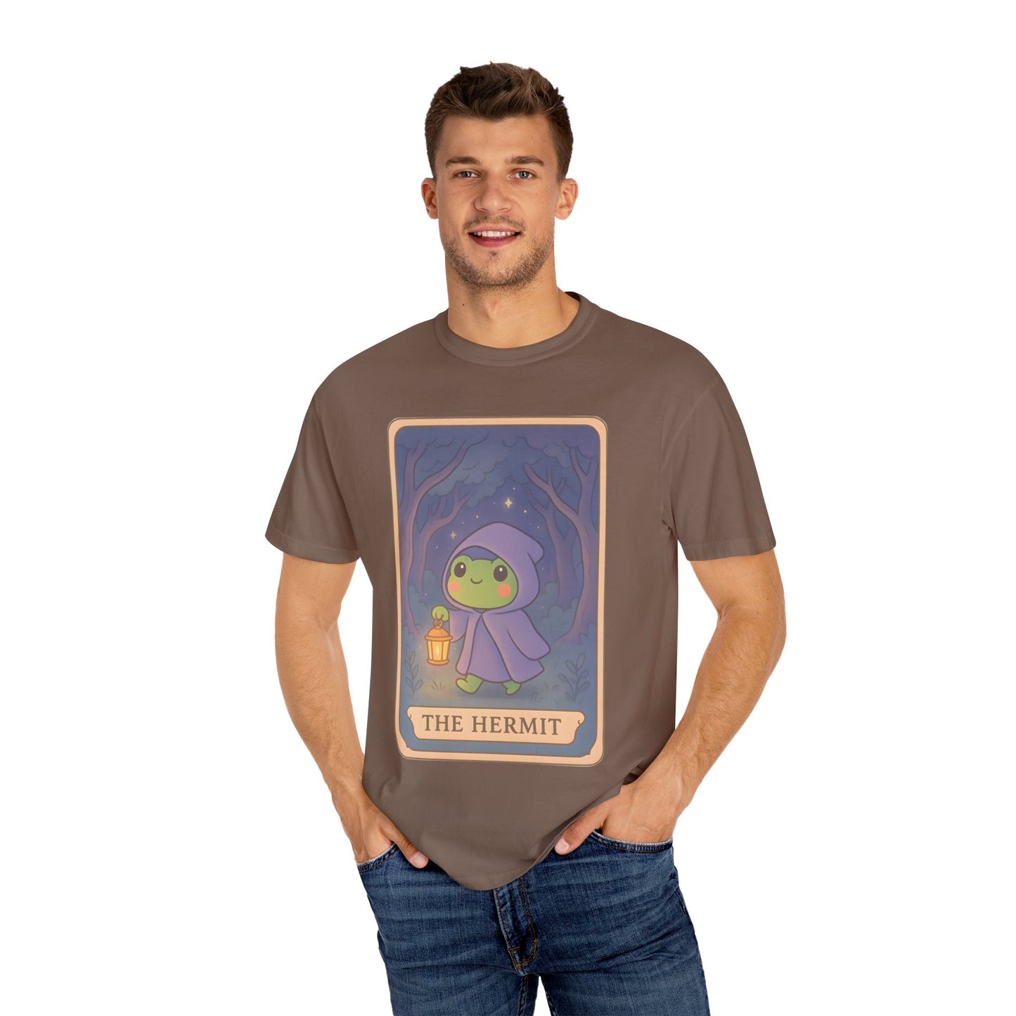 Cute Tarotoads "The Hermit" Unisex T-Shirt | Great for Halloween, Warm And Cozy, Great Gift Idea, Astrology Apparel, Unique Tarot Graphic T-Shirt, Good For Cold Weather
