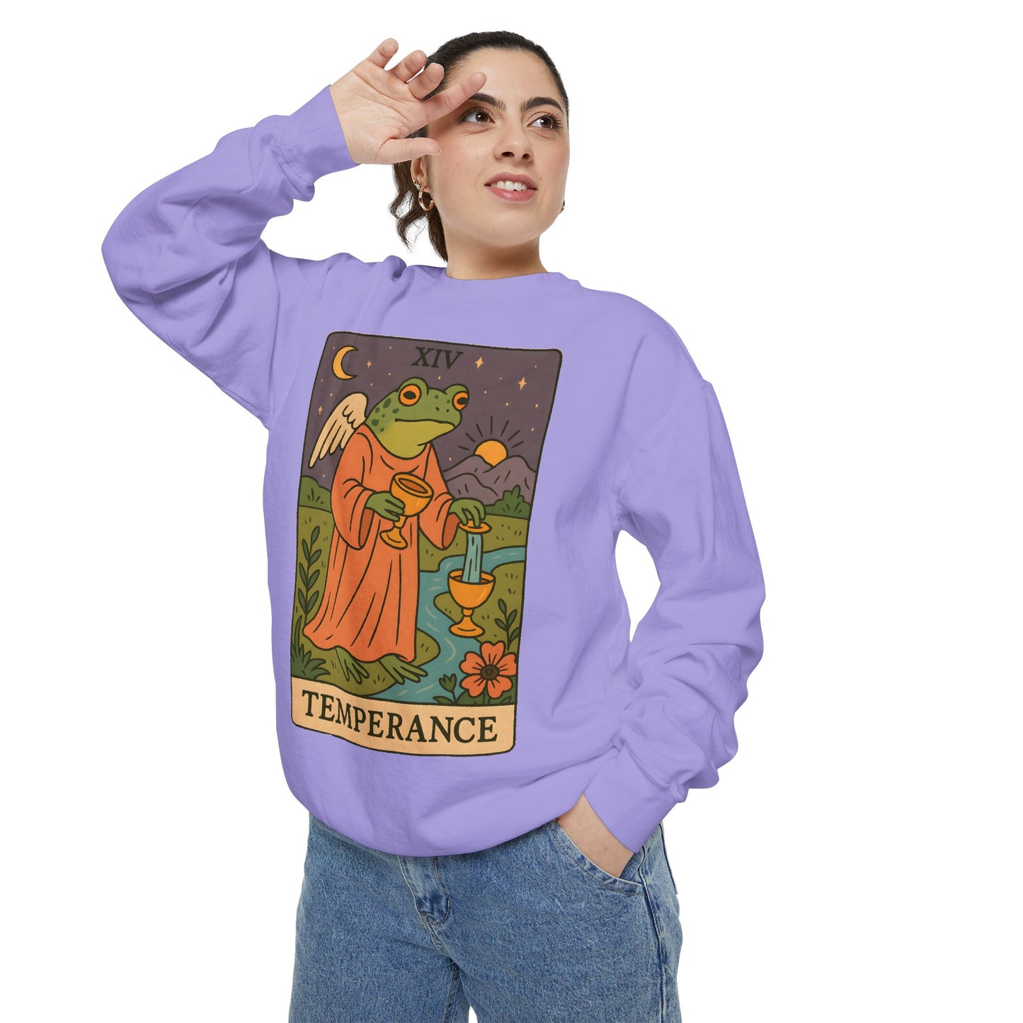 Cozy Tarotoads "Temperance" Unisex Sweatshirt | Adorable Casual Wear, Astrology Apparel, Unique Gift for Tarot Lovers