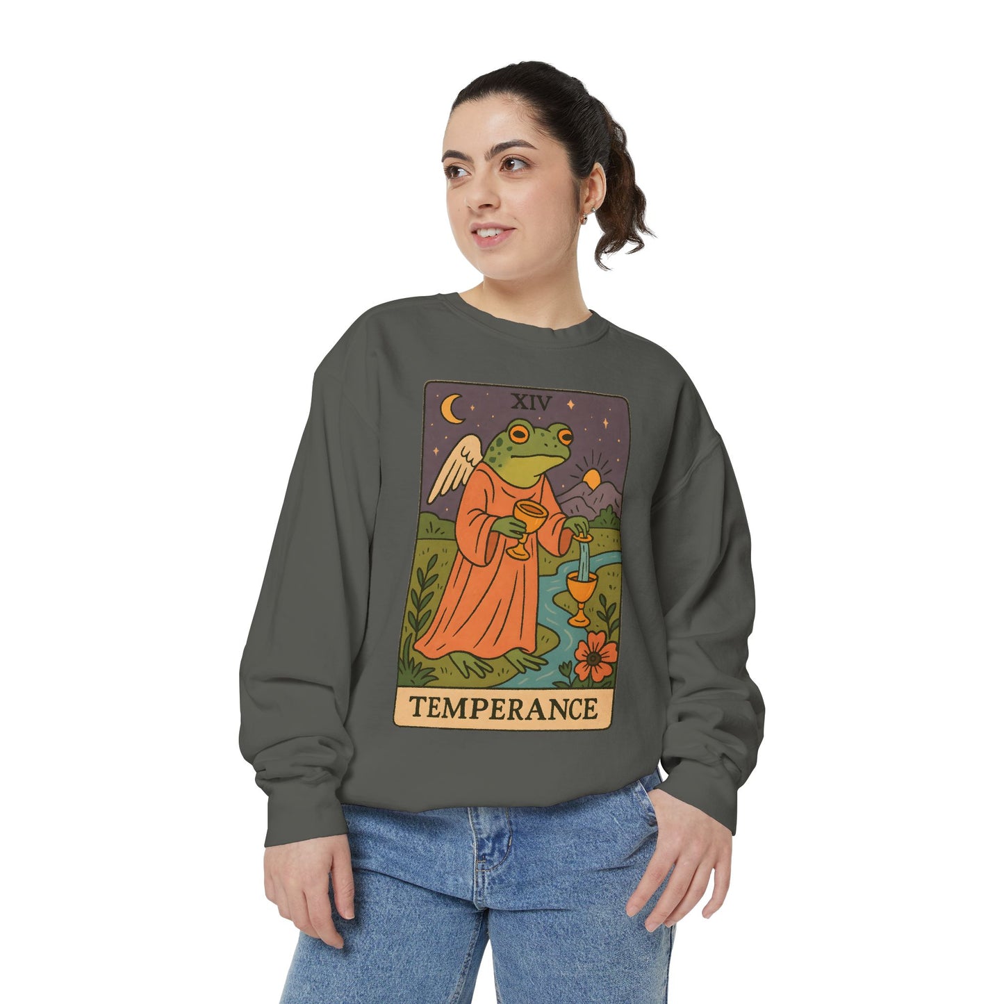 Cozy Tarotoads "Temperance" Unisex Sweatshirt | Adorable Casual Wear, Astrology Apparel, Unique Gift for Tarot Lovers