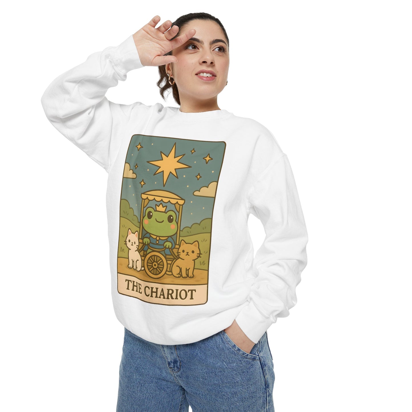 Cozy Tarotoads "The Chariot" Unisex Sweatshirt | Astrology Apparel, Perfect for Halloween, Gift for Friends Family, Great For Frog and Tarot Lovers, Great For Cold Weather