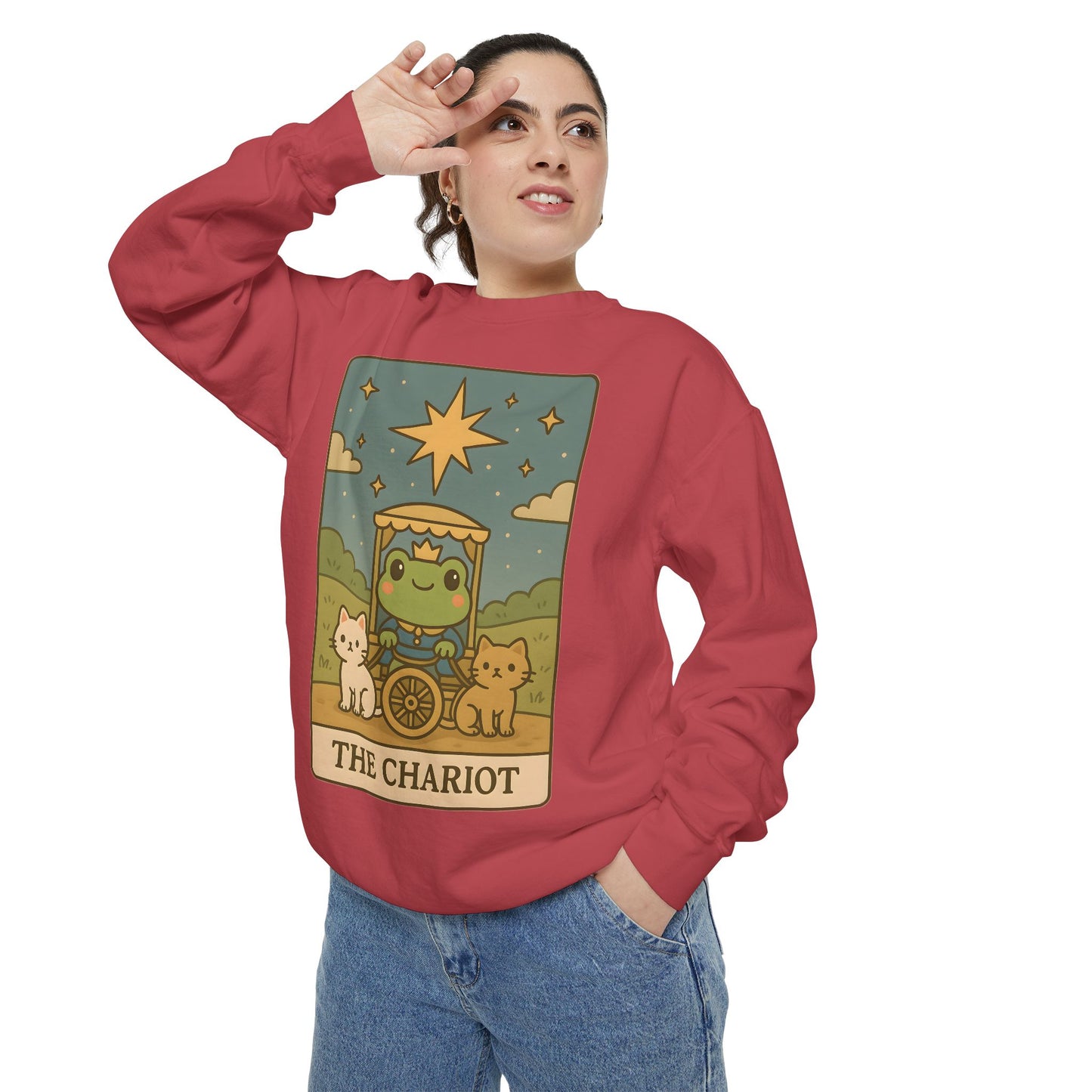 Cozy Tarotoads "The Chariot" Unisex Sweatshirt | Astrology Apparel, Perfect for Halloween, Gift for Friends Family, Great For Frog and Tarot Lovers, Great For Cold Weather