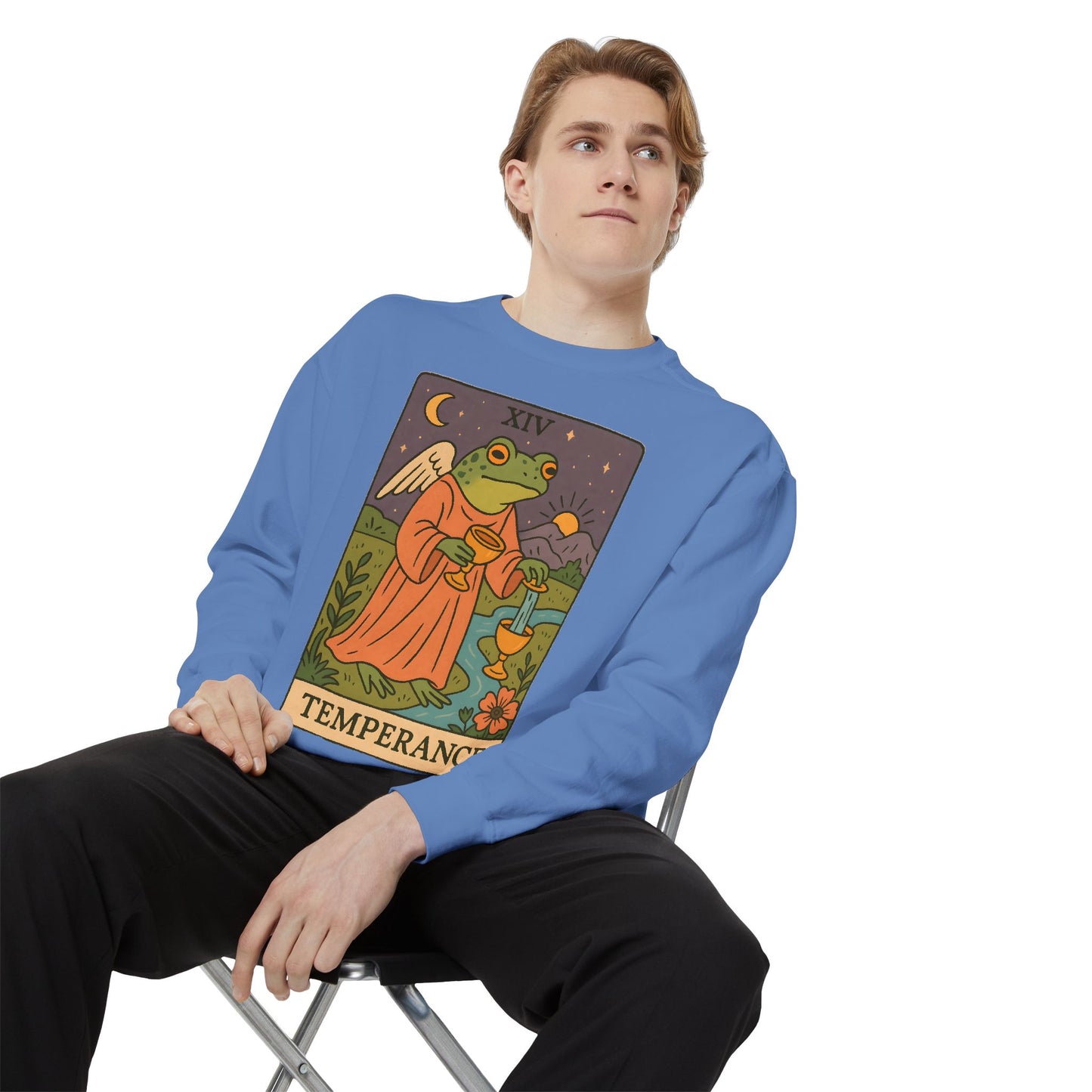 Cozy Tarotoads "Temperance" Unisex Sweatshirt | Adorable Casual Wear, Astrology Apparel, Unique Gift for Tarot Lovers