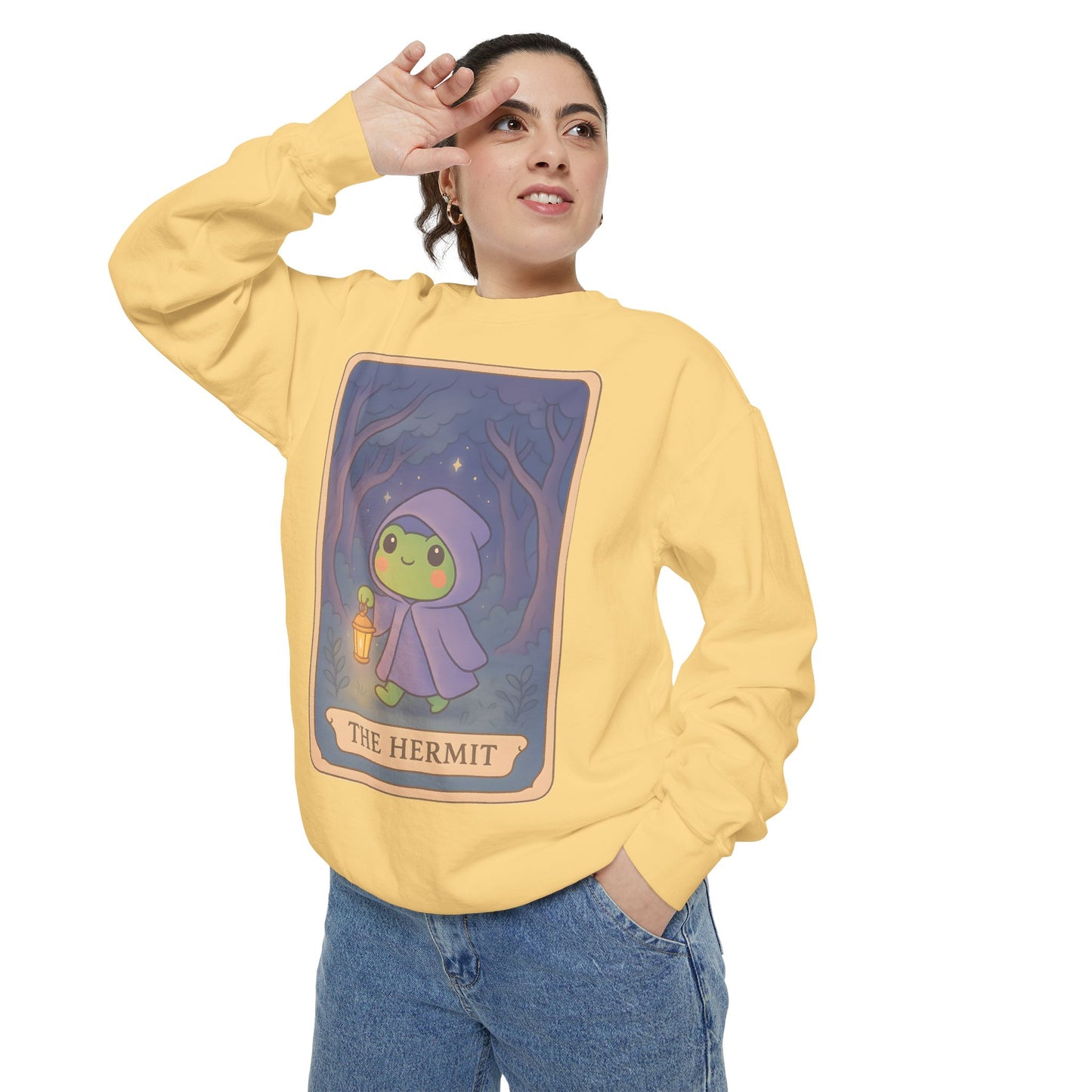 Cozy Tarotoads "The Hermit" Unisex Sweatshirt | Gift for Tarot Lovers, Astrology Apparel, Casual Everyday Wear