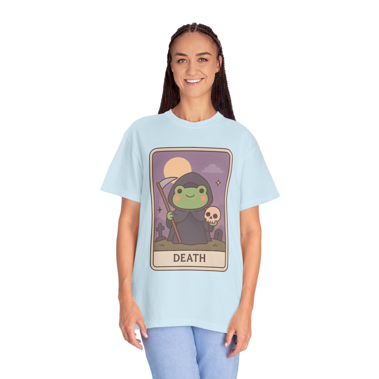 Cute Tarotoads "Death" Unisex T-Shirt | Great for Halloween, Warm And Cozy, Great Gift Idea, Astrology Apparel, Unique Tarot Graphic T-Shirt, Good For Cold Weather