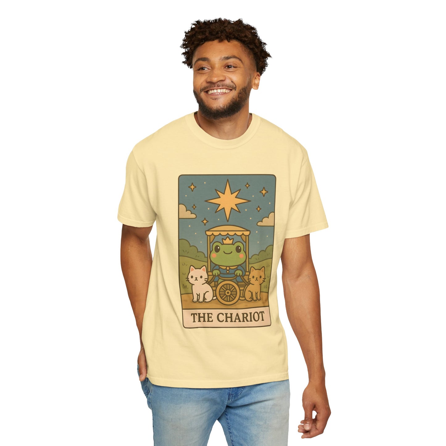 Cute Tarotoads "The Chariot" Unisex T-Shirt | Great for Halloween, Warm And Cozy, Great Gift Idea, Astrology Apparel, Unique Tarot Graphic T-Shirt, Good For Cold Weather