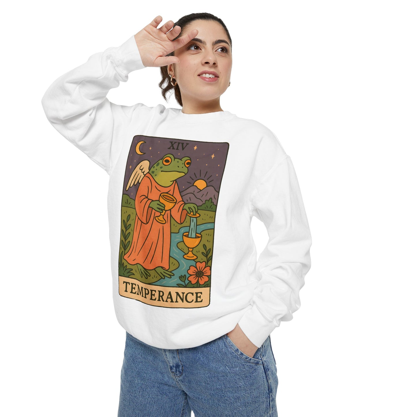 Cozy Tarotoads "Temperance" Unisex Sweatshirt | Adorable Casual Wear, Astrology Apparel, Unique Gift for Tarot Lovers