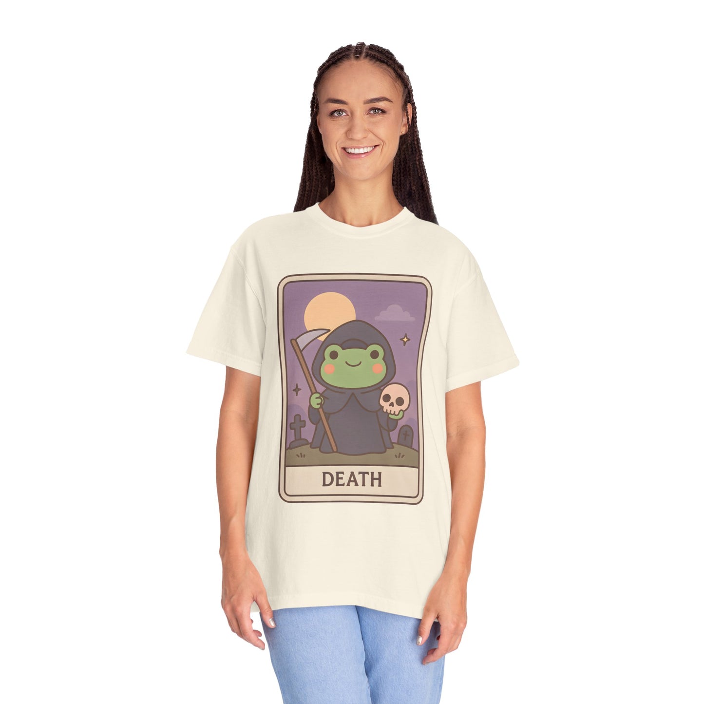 Cute Tarotoads "Death" Unisex T-Shirt | Great for Halloween, Warm And Cozy, Great Gift Idea, Astrology Apparel, Unique Tarot Graphic T-Shirt, Good For Cold Weather