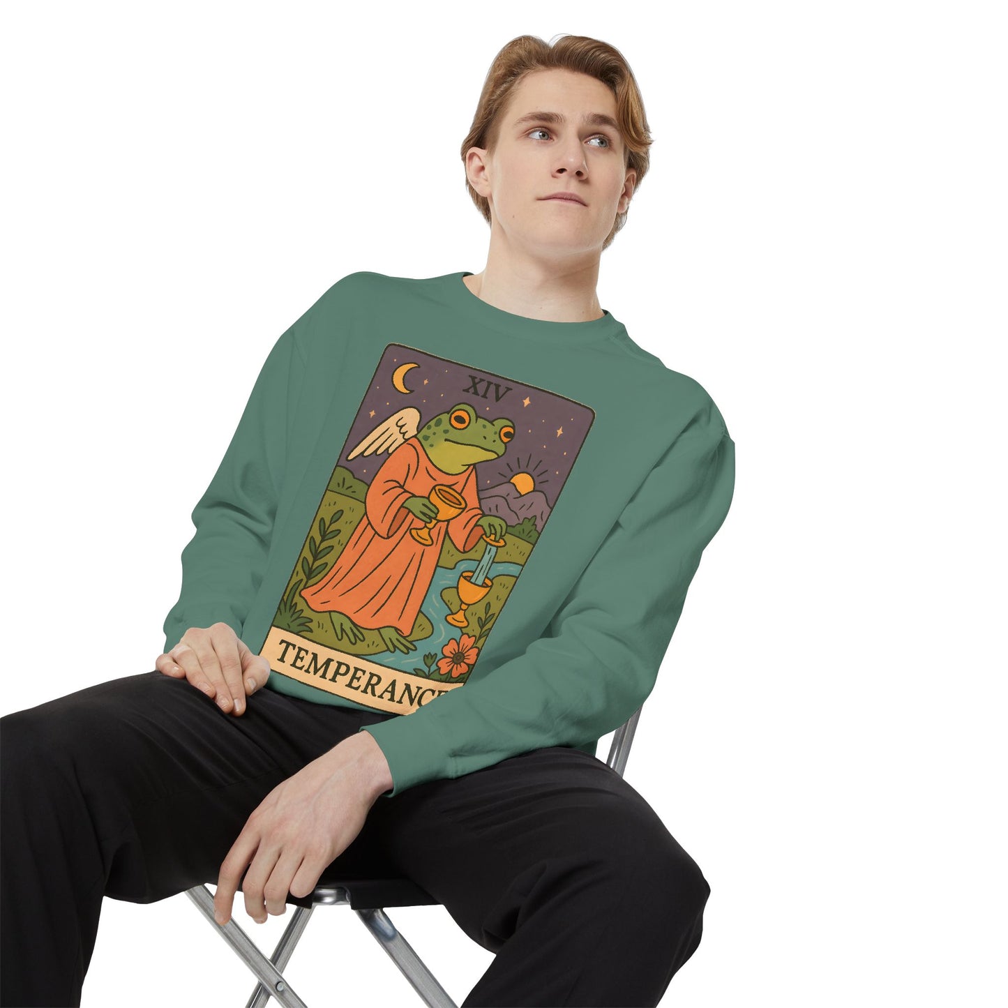 Cozy Tarotoads "Temperance" Unisex Sweatshirt | Adorable Casual Wear, Astrology Apparel, Unique Gift for Tarot Lovers