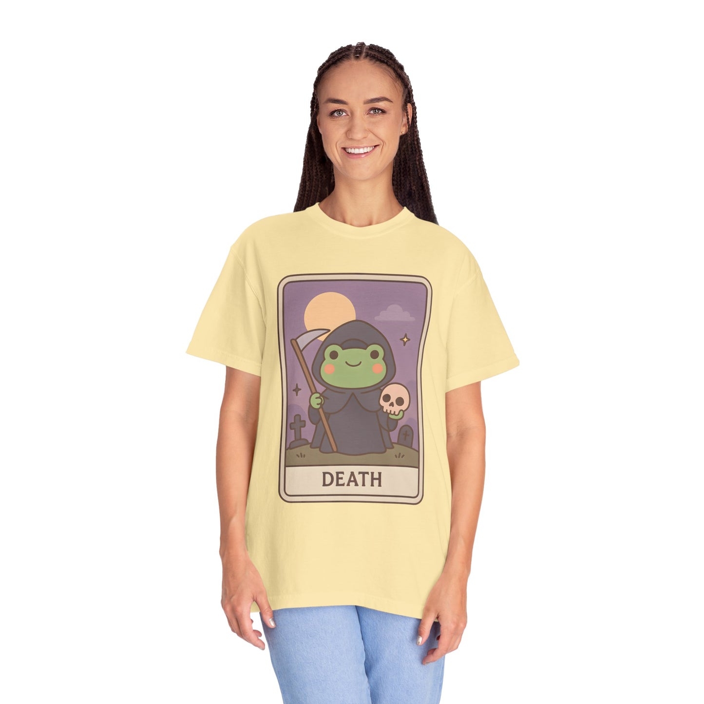 Cute Tarotoads "Death" Unisex T-Shirt | Great for Halloween, Warm And Cozy, Great Gift Idea, Astrology Apparel, Unique Tarot Graphic T-Shirt, Good For Cold Weather