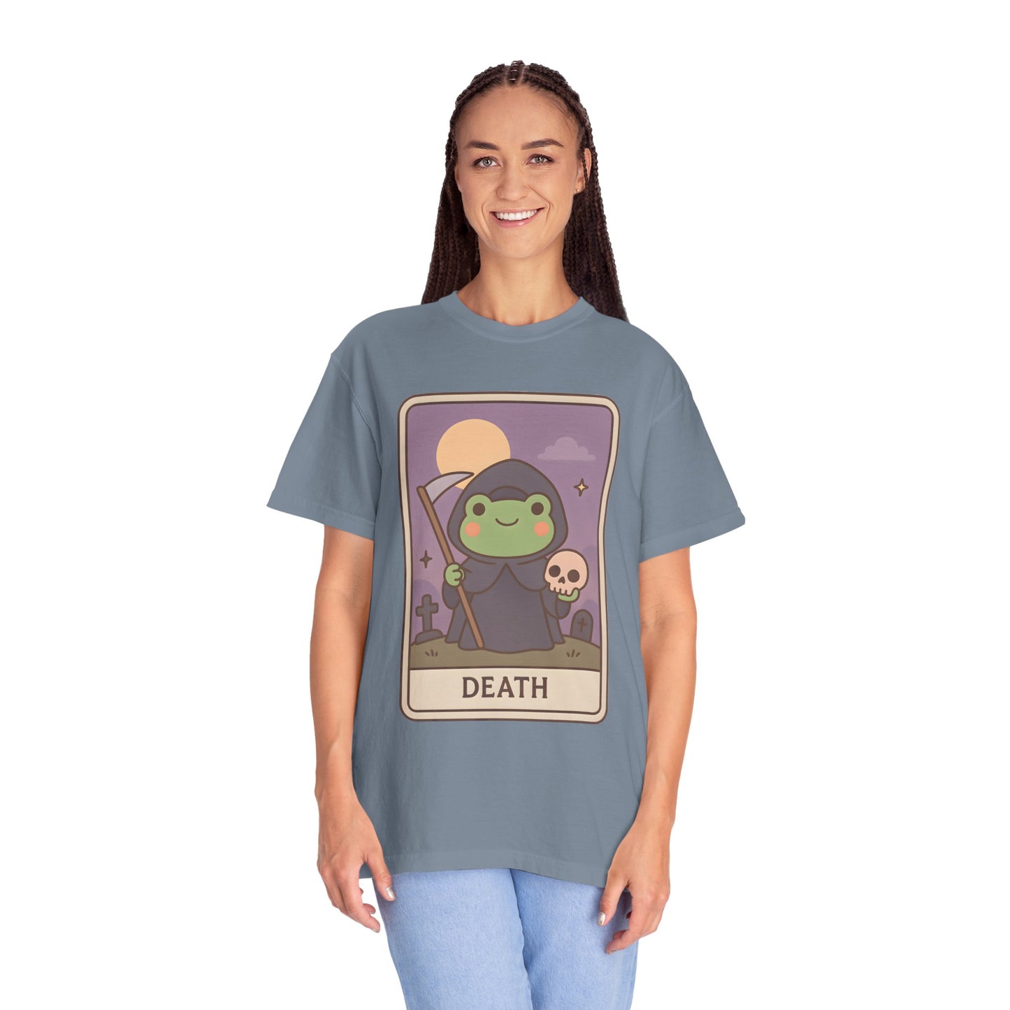 Cute Tarotoads "Death" Unisex T-Shirt | Great for Halloween, Warm And Cozy, Great Gift Idea, Astrology Apparel, Unique Tarot Graphic T-Shirt, Good For Cold Weather