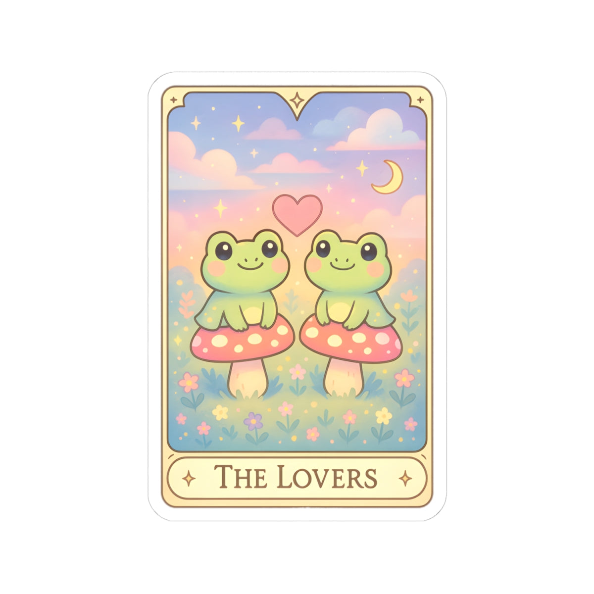 Adorable Tarotoads! "The Lovers" Kiss-Cut Stickers | Cute Couple Decals, Whimsical Wall Decor, Gifts for Friends, Love Theme Accessories