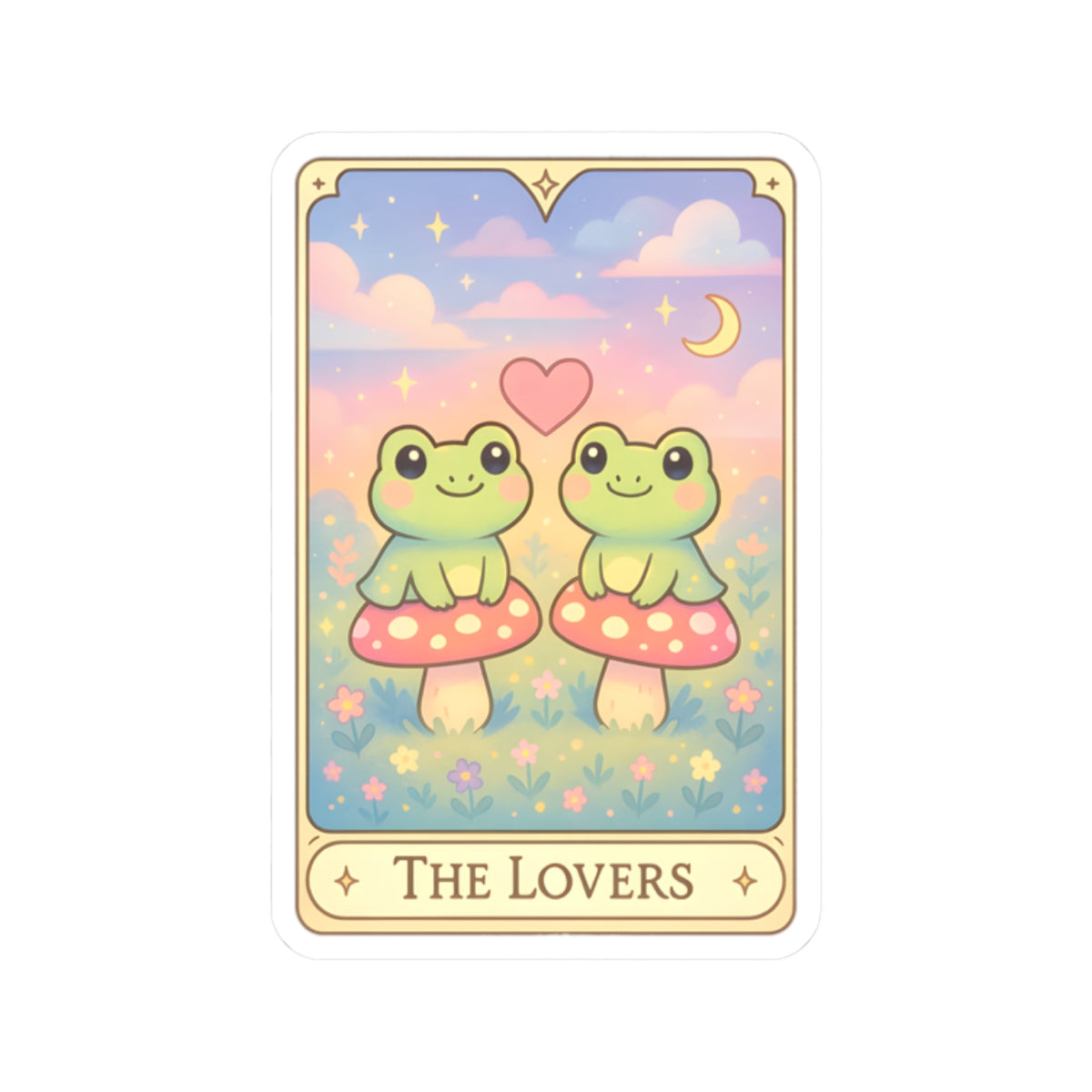 Adorable Tarotoads! "The Lovers" Kiss-Cut Stickers | Cute Couple Decals, Whimsical Wall Decor, Gifts for Friends, Love Theme Accessories