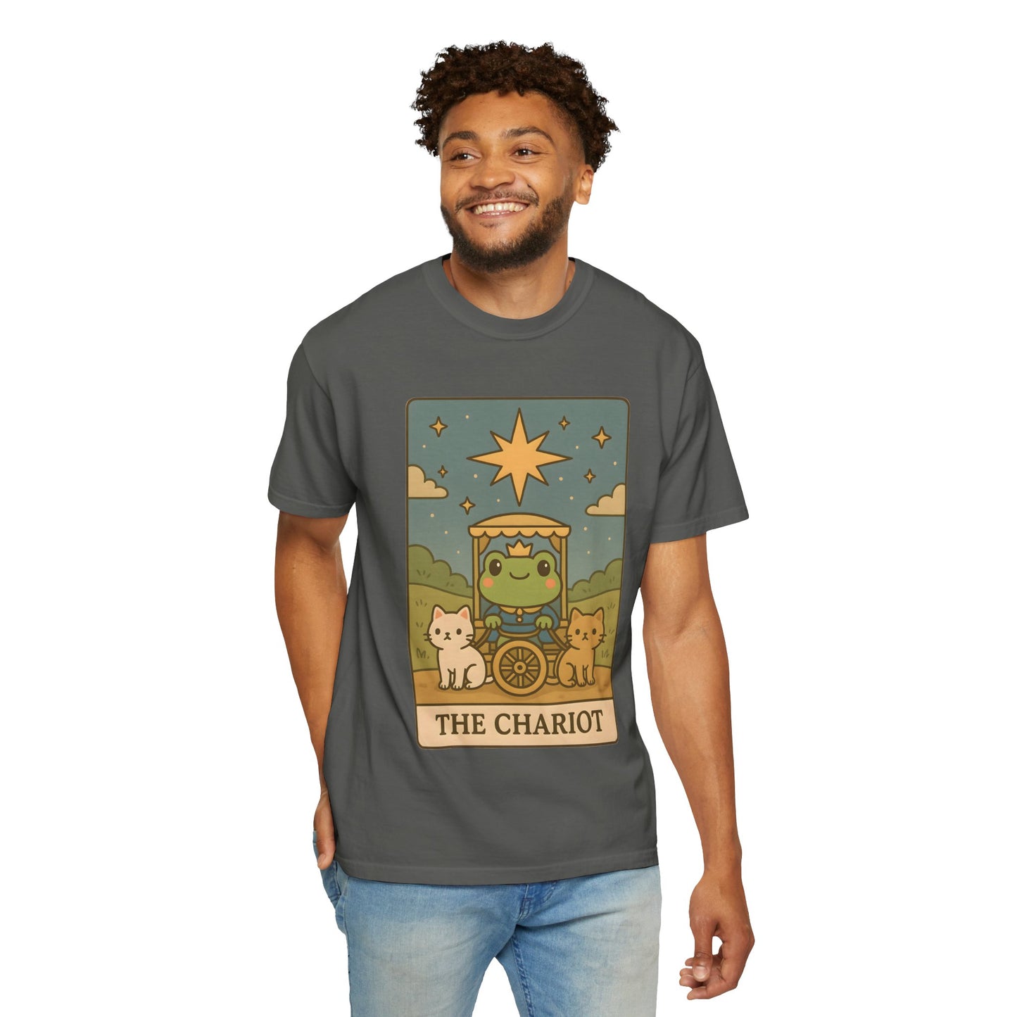 Cute Tarotoads "The Chariot" Unisex T-Shirt | Great for Halloween, Warm And Cozy, Great Gift Idea, Astrology Apparel, Unique Tarot Graphic T-Shirt, Good For Cold Weather