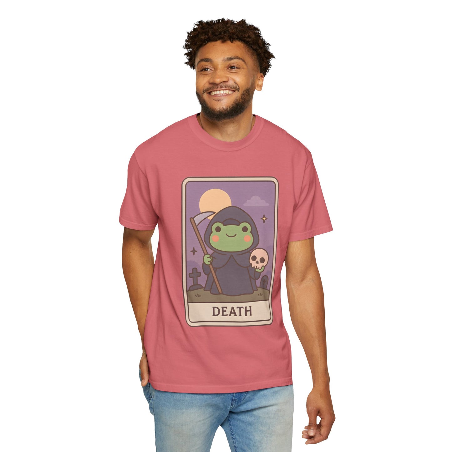 Cute Tarotoads "Death" Unisex T-Shirt | Great for Halloween, Warm And Cozy, Great Gift Idea, Astrology Apparel, Unique Tarot Graphic T-Shirt, Good For Cold Weather