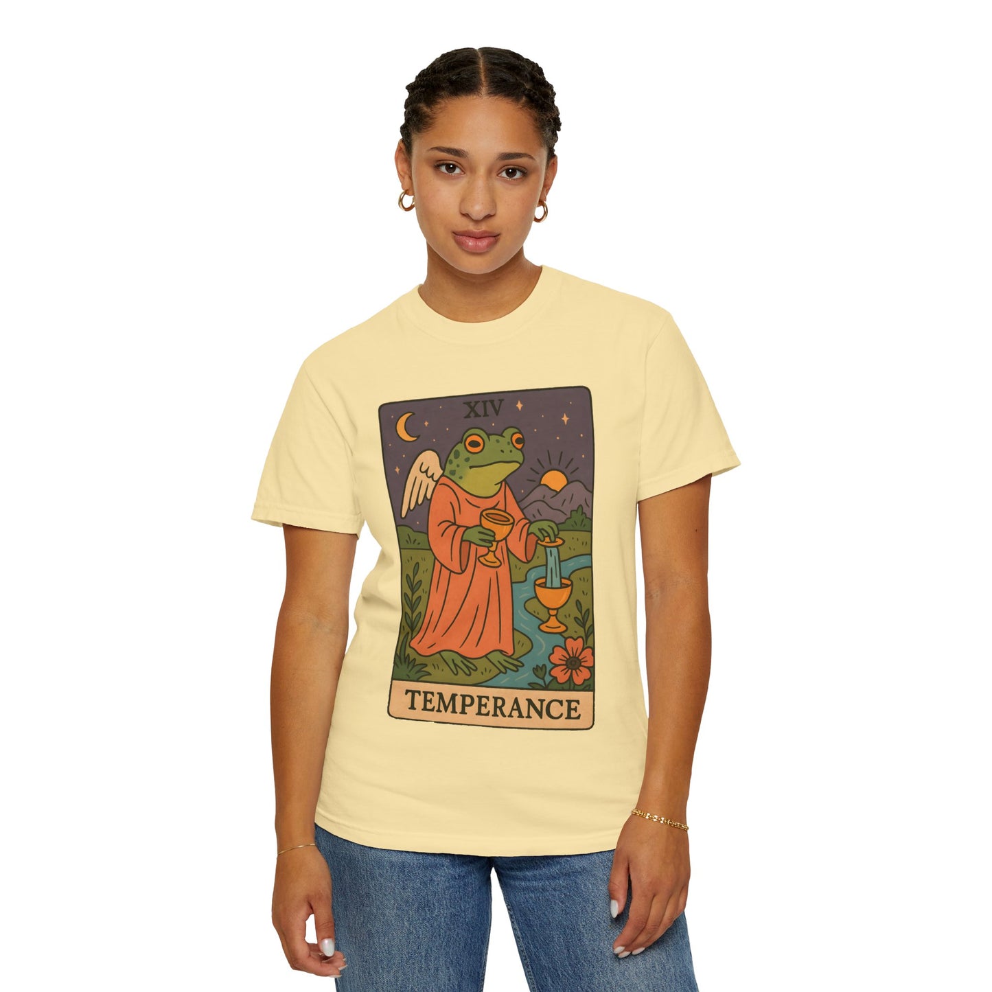 Frog Temperance T-Shirt | Unisex Vintage Style Tee for Nature Lovers, Tarot Fans, Eco-Friendly Gift, Bohemian Apparel, Casual Wear