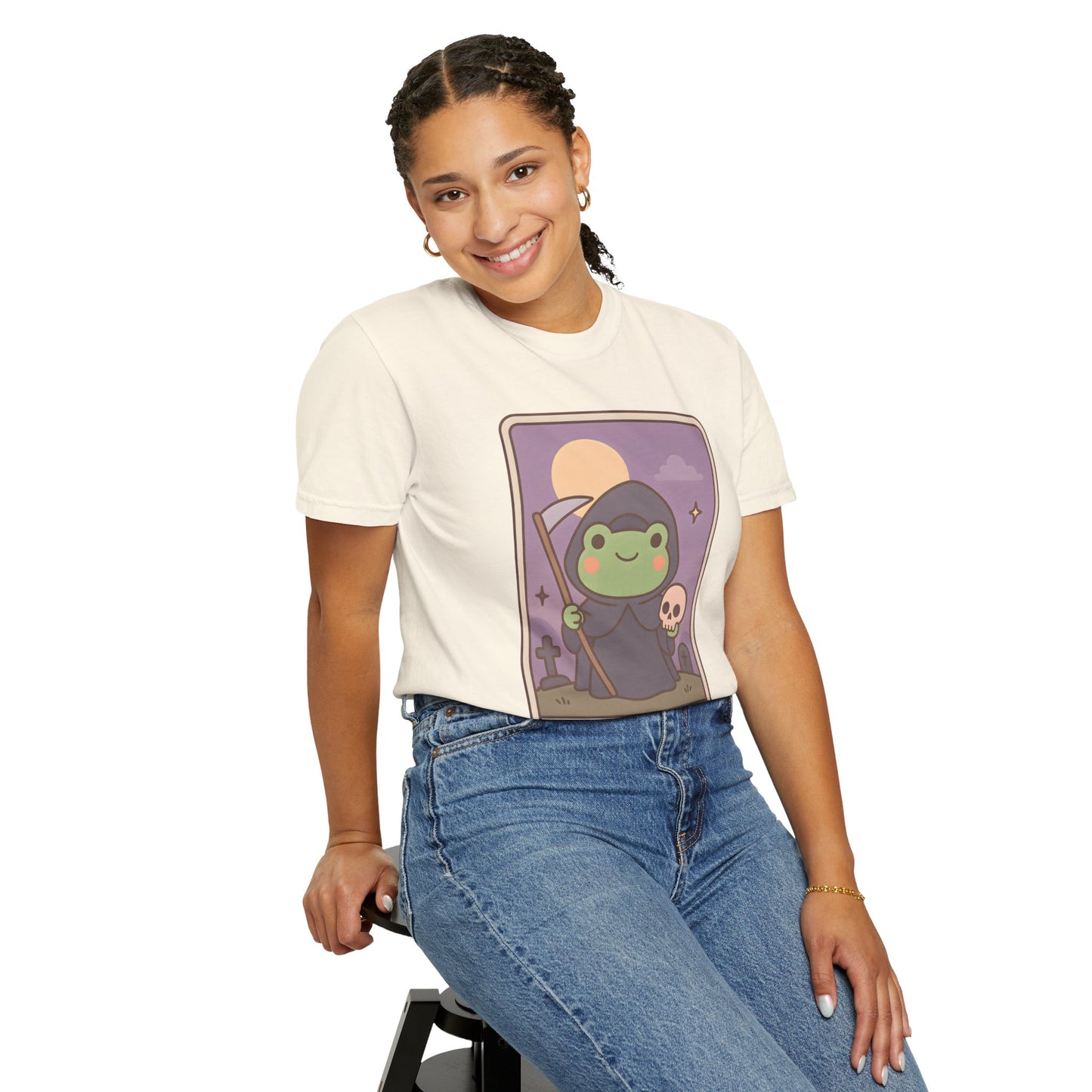 Cute Tarotoads "Death" Unisex T-Shirt | Great for Halloween, Warm And Cozy, Great Gift Idea, Astrology Apparel, Unique Tarot Graphic T-Shirt, Good For Cold Weather