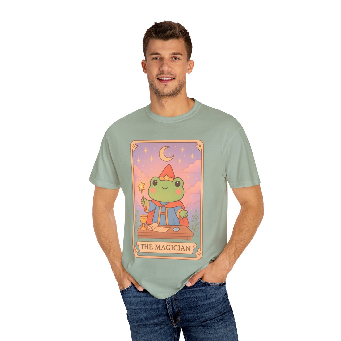 Unisex Garment-Dyed T-Shirt | Adorable Graphic T-shirt | Tarotoads! - “The Magician"
