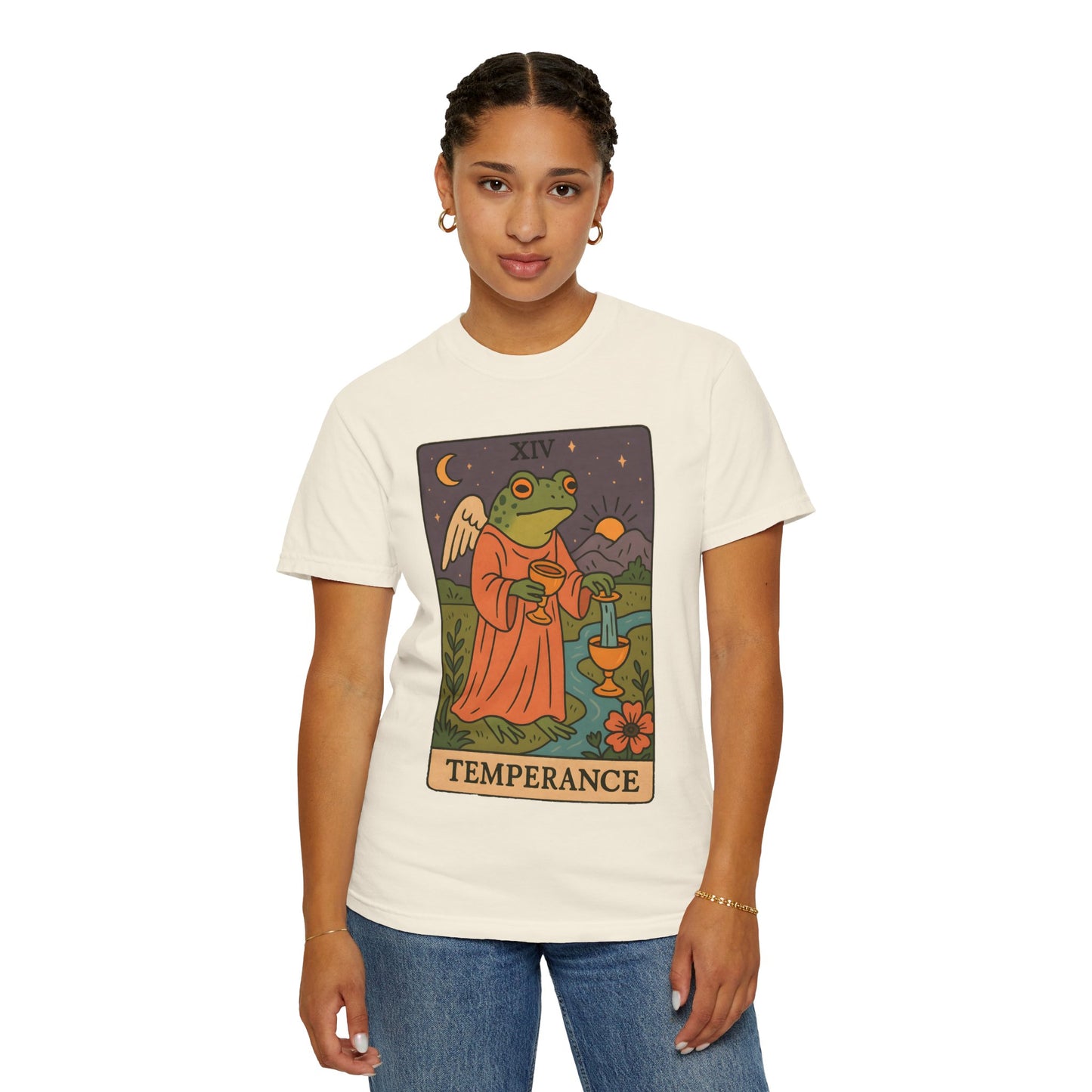 Frog Temperance T-Shirt | Unisex Vintage Style Tee for Nature Lovers, Tarot Fans, Eco-Friendly Gift, Bohemian Apparel, Casual Wear