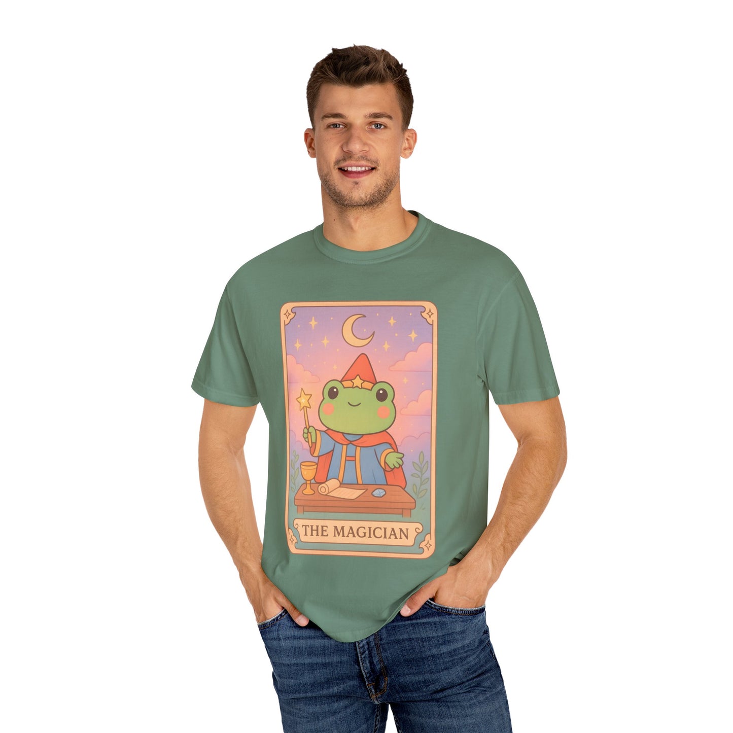 Unisex Garment-Dyed T-Shirt | Adorable Graphic T-shirt | Tarotoads! - “The Magician"