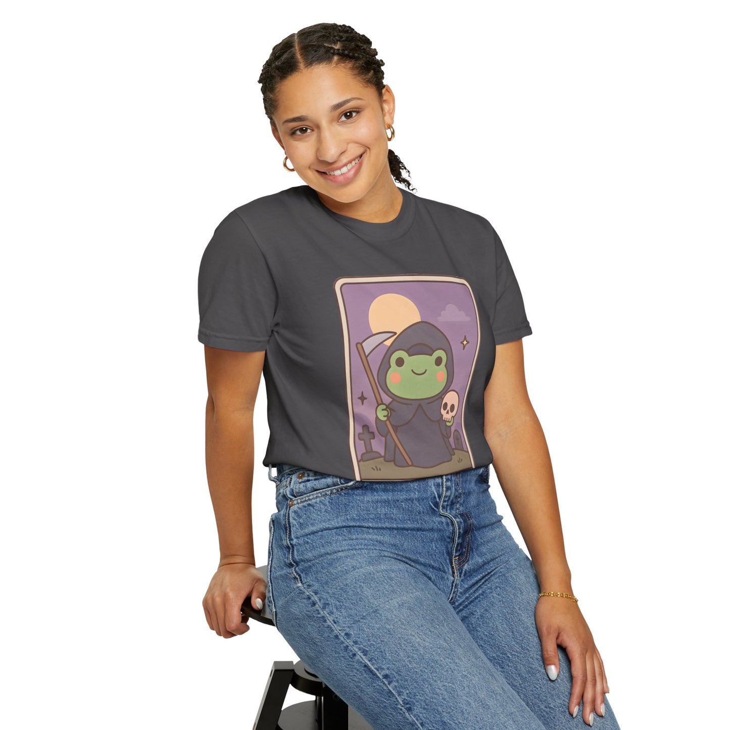 Cute Tarotoads "Death" Unisex T-Shirt | Great for Halloween, Warm And Cozy, Great Gift Idea, Astrology Apparel, Unique Tarot Graphic T-Shirt, Good For Cold Weather