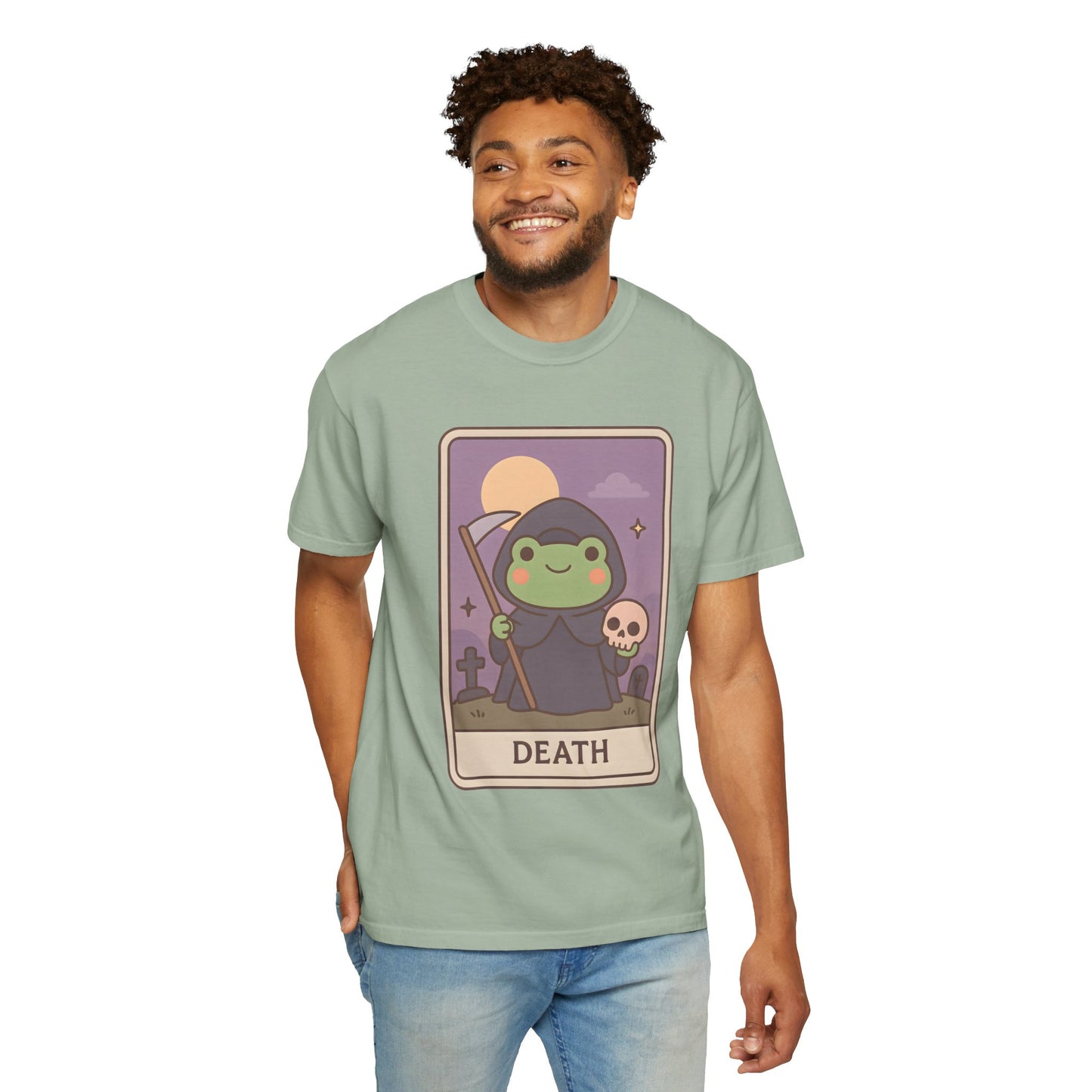 Cute Tarotoads "Death" Unisex T-Shirt | Great for Halloween, Warm And Cozy, Great Gift Idea, Astrology Apparel, Unique Tarot Graphic T-Shirt, Good For Cold Weather