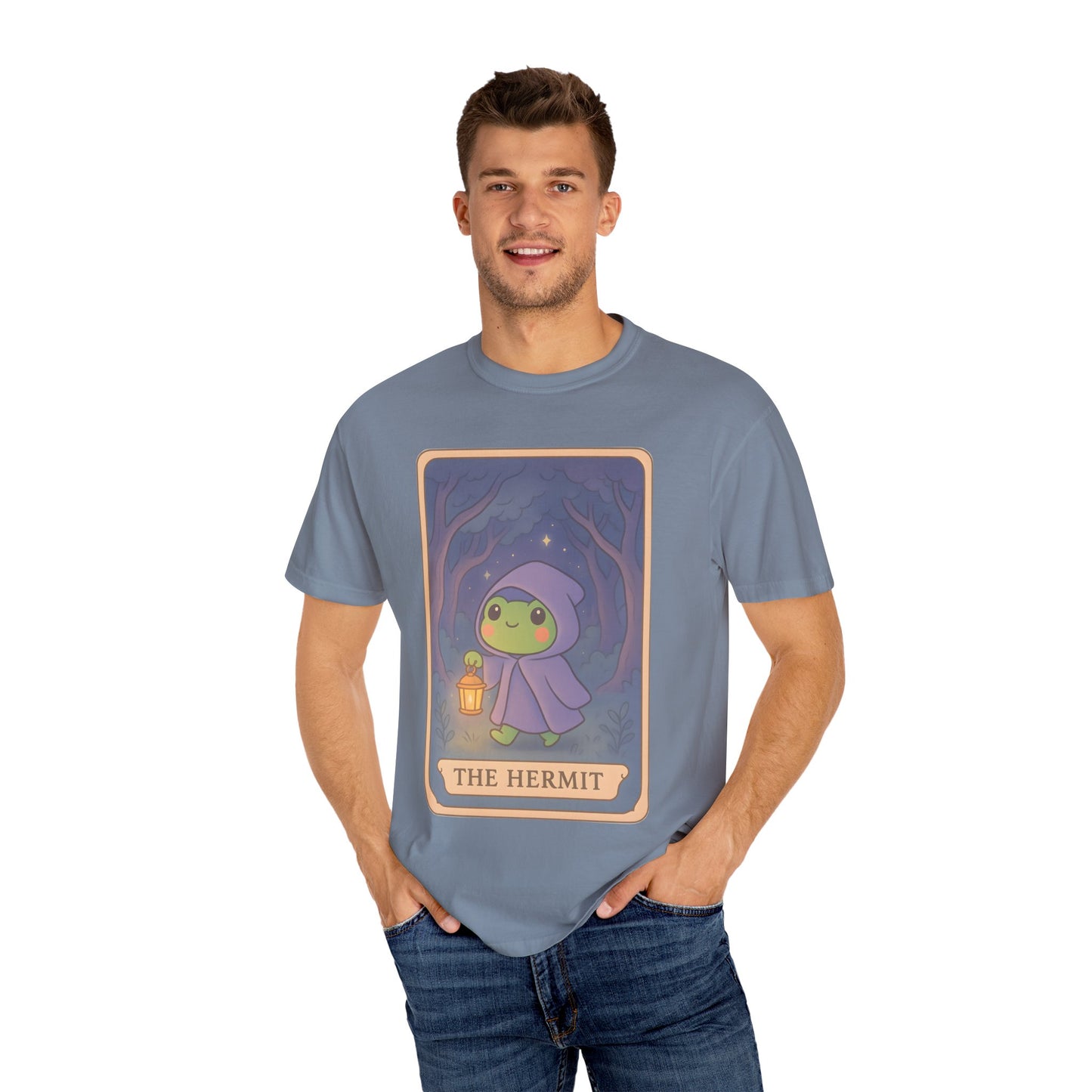 Cute Tarotoads "The Hermit" Unisex T-Shirt | Great for Halloween, Warm And Cozy, Great Gift Idea, Astrology Apparel, Unique Tarot Graphic T-Shirt, Good For Cold Weather