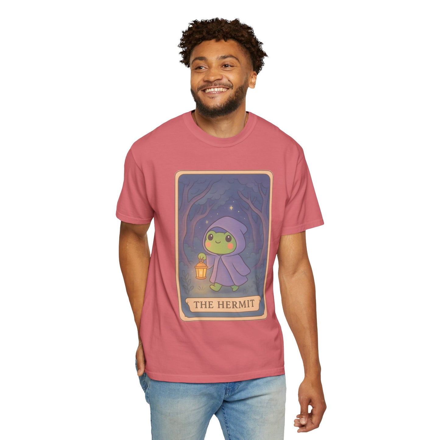 Cute Tarotoads "The Hermit" Unisex T-Shirt | Great for Halloween, Warm And Cozy, Great Gift Idea, Astrology Apparel, Unique Tarot Graphic T-Shirt, Good For Cold Weather