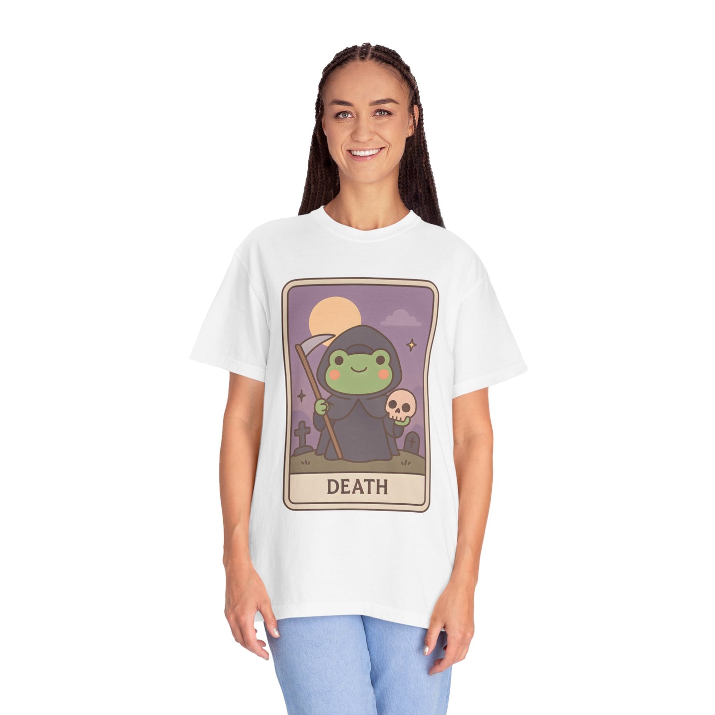 Cute Tarotoads "Death" Unisex T-Shirt | Great for Halloween, Warm And Cozy, Great Gift Idea, Astrology Apparel, Unique Tarot Graphic T-Shirt, Good For Cold Weather