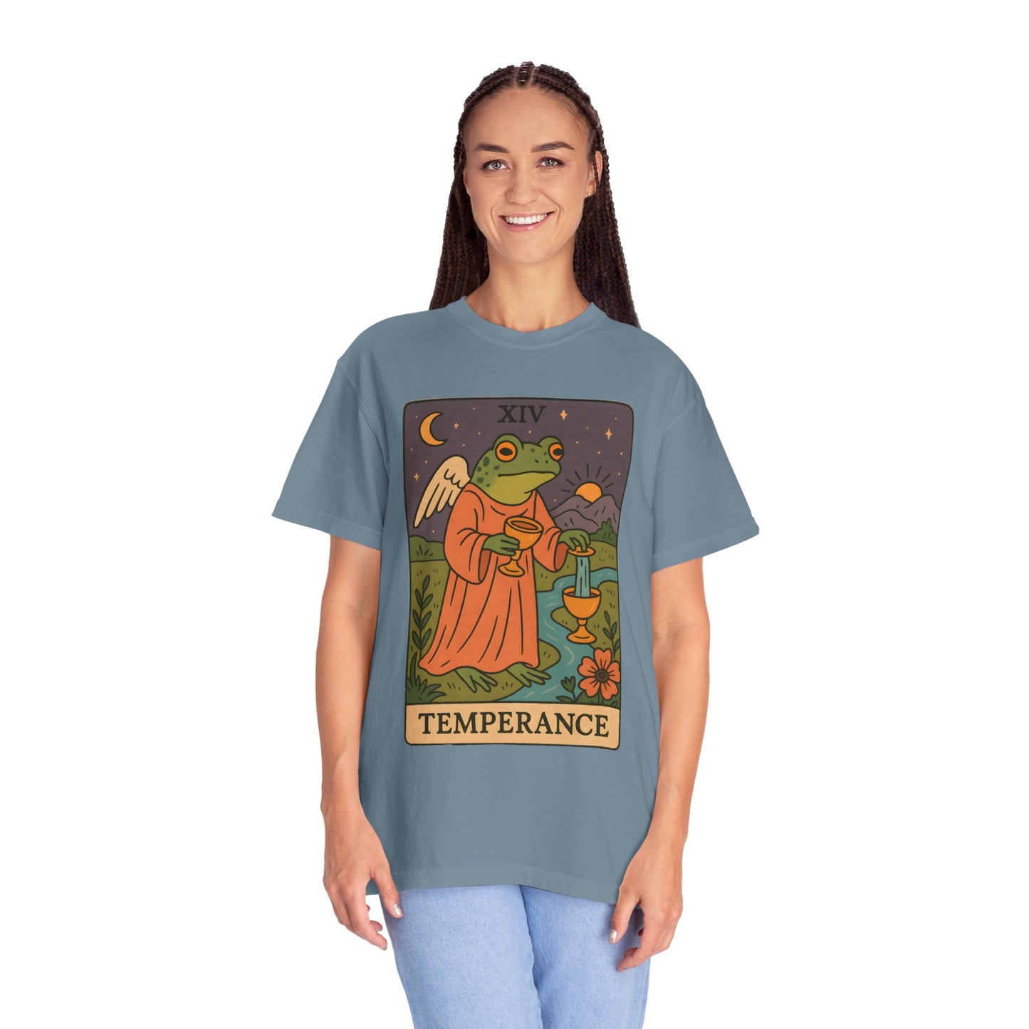 Frog Temperance T-Shirt | Unisex Vintage Style Tee for Nature Lovers, Tarot Fans, Eco-Friendly Gift, Bohemian Apparel, Casual Wear